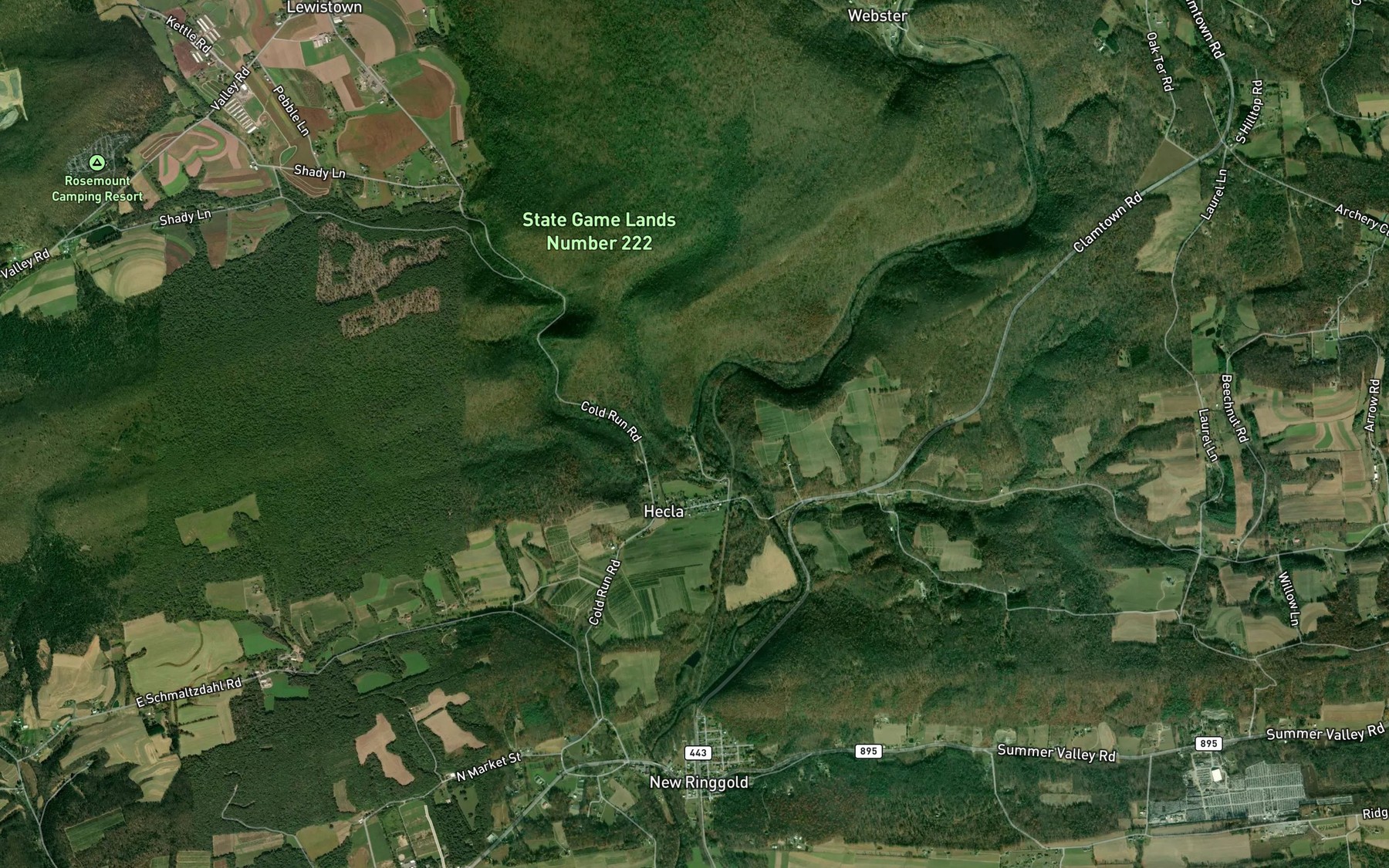 Satellite map of the Deep Hollow Run