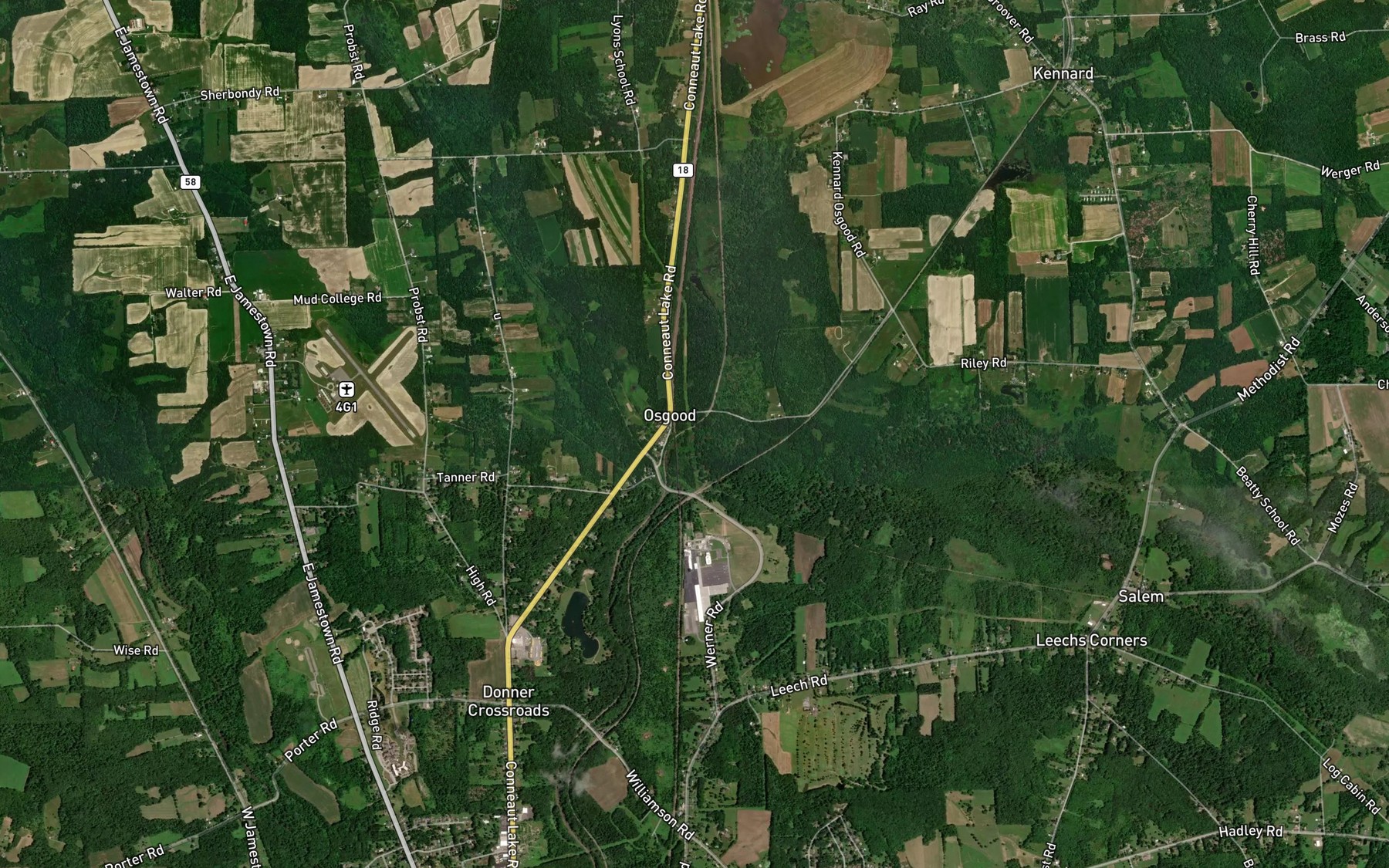 Satellite map of the Crooked Creek