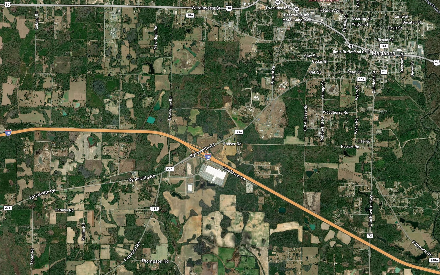 Satellite map of the Caraway Mill Pond