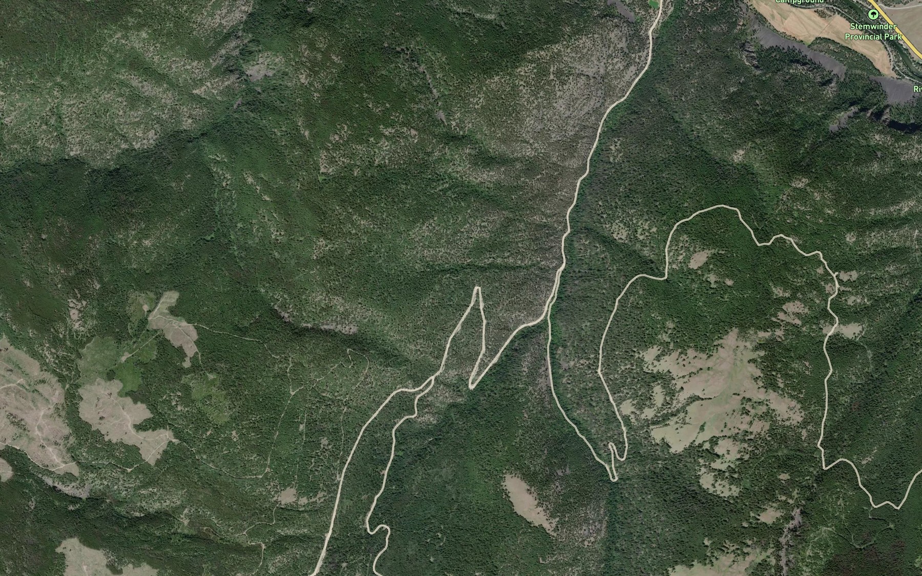 Satellite map of the Pettigrew Creek