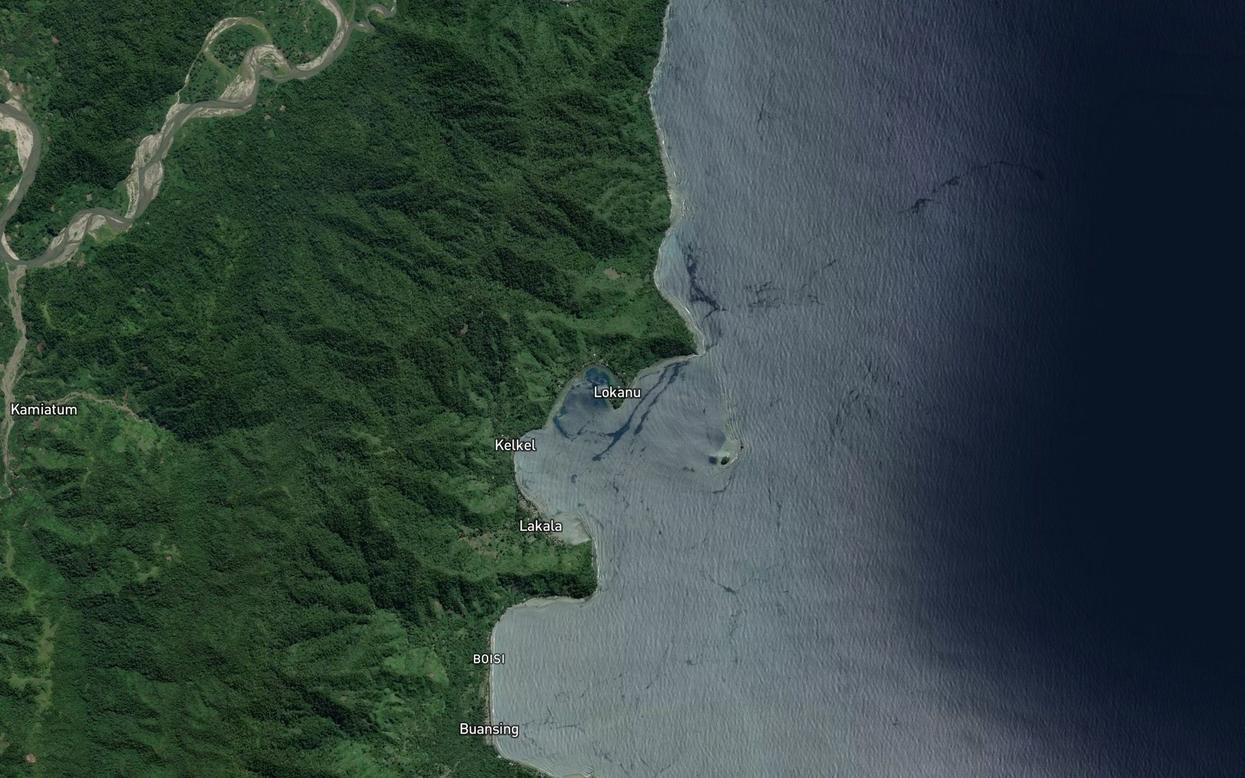 Satellite map of the Lokanu Bay