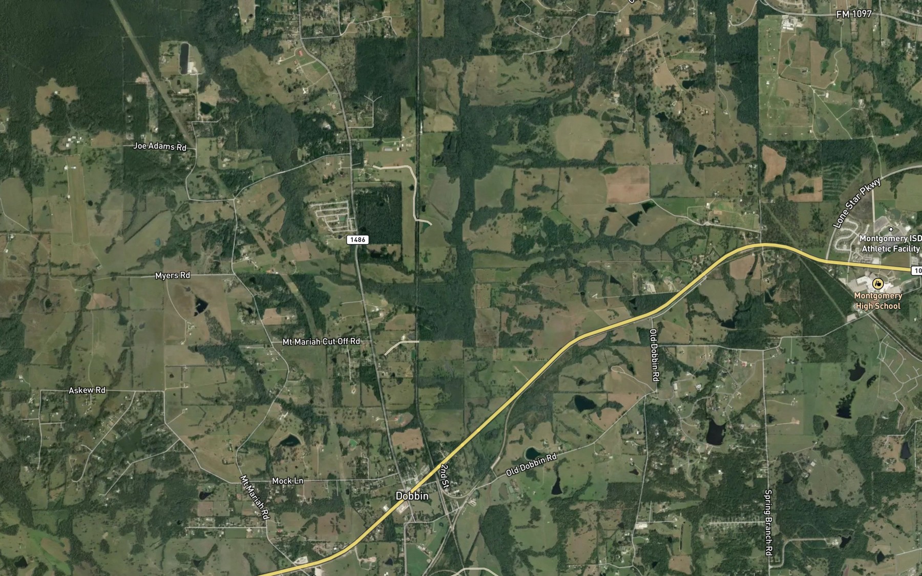 Satellite map of the Little Caney Creek