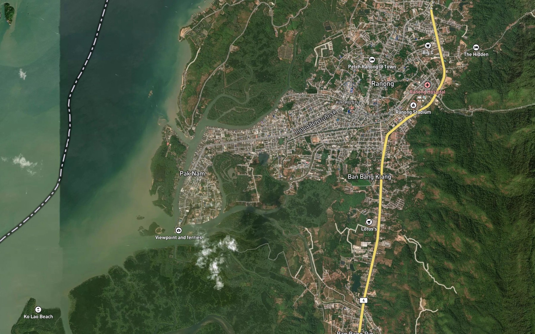 Satellite map of the Khlong Hat Som Paen
