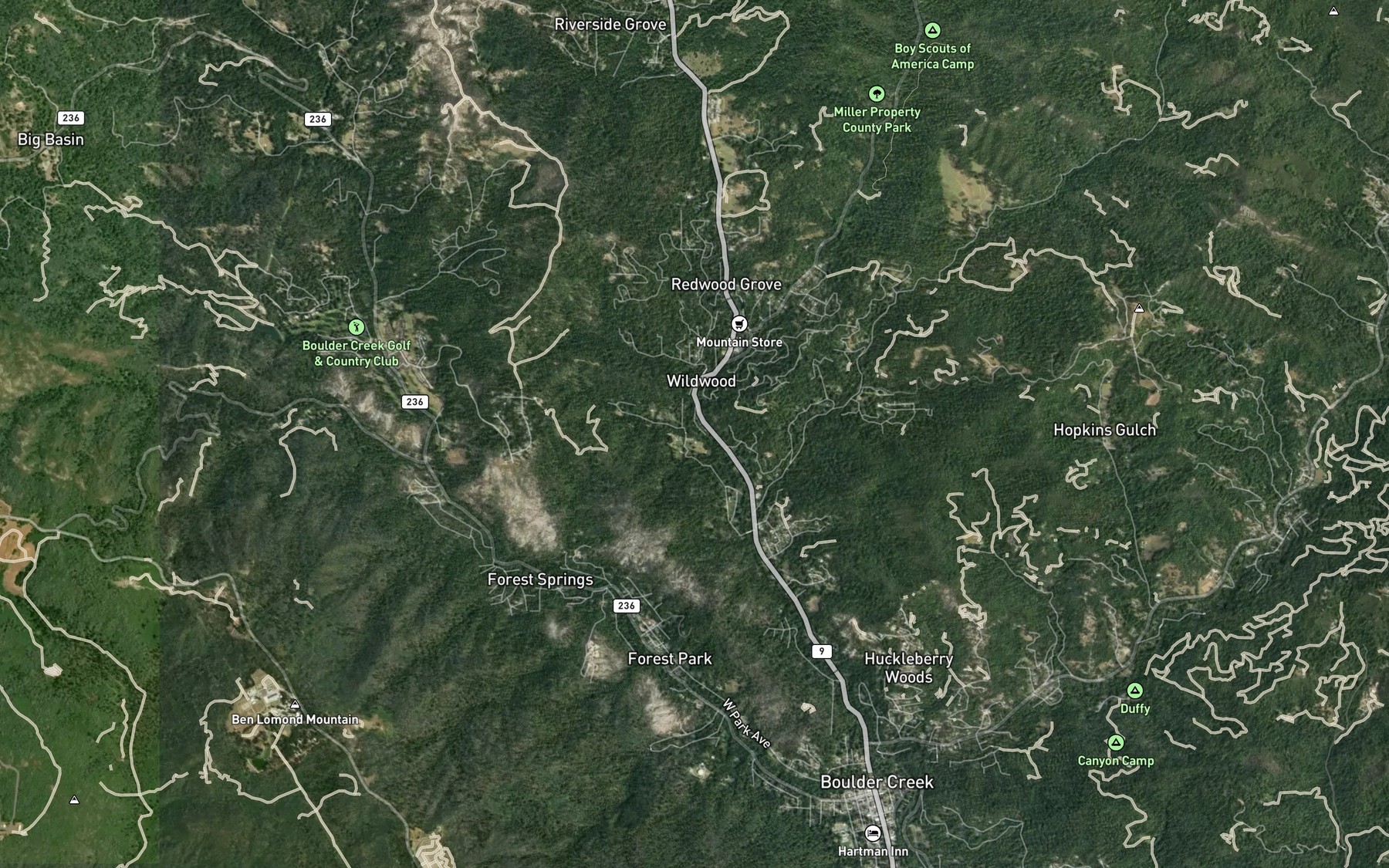 Satellite map of the Spring Creek