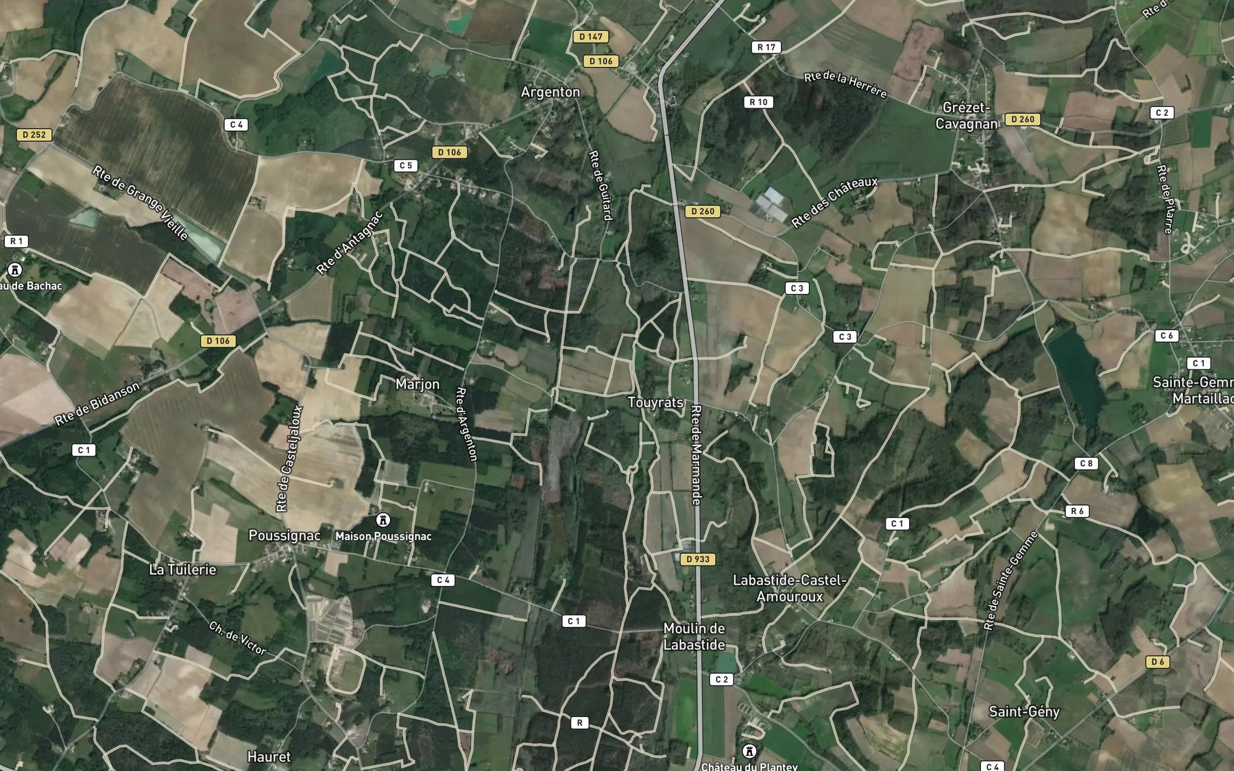 Satellite map of the Ruisseau de Cougouze