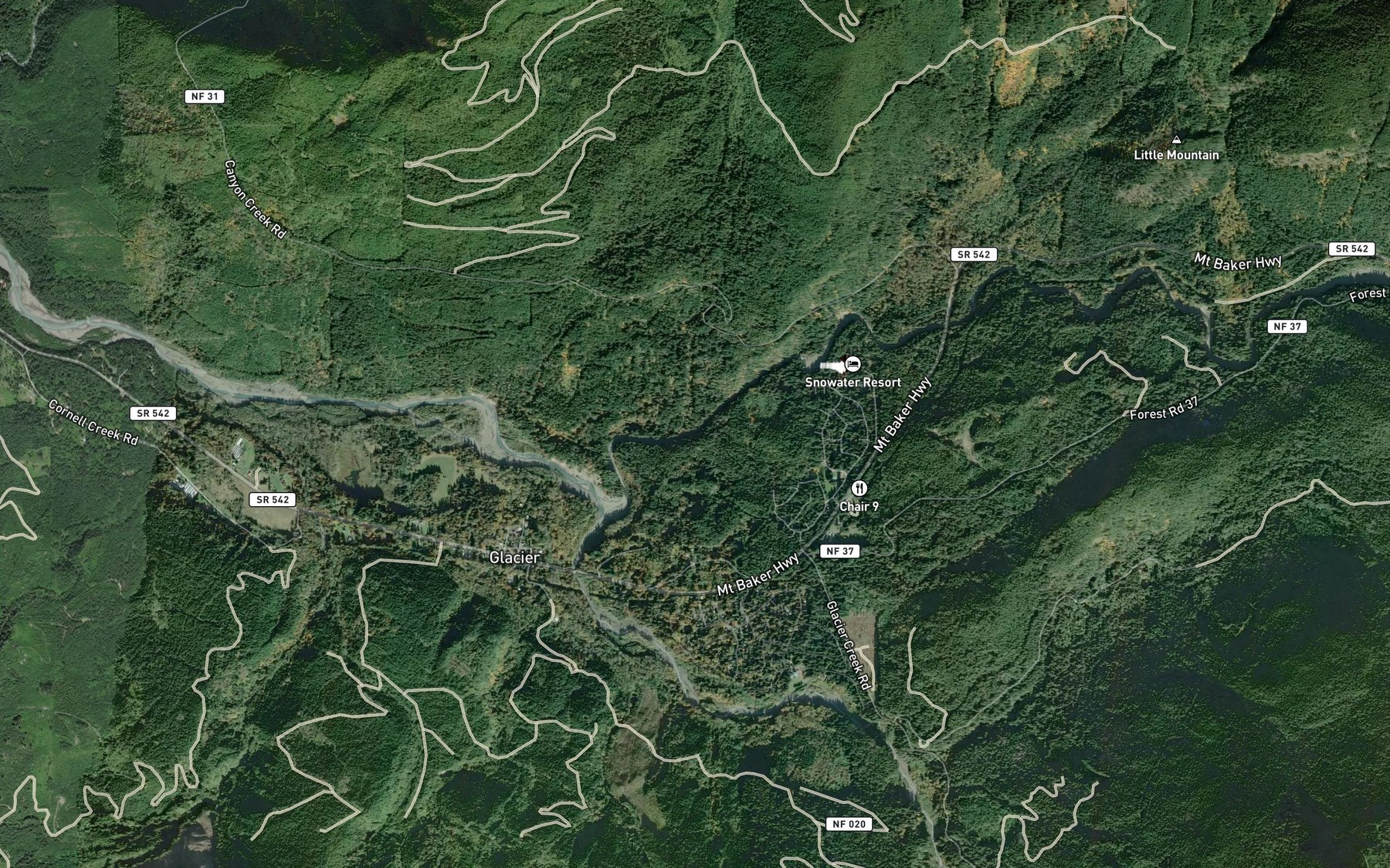 Satellite map of the Hurst Creek