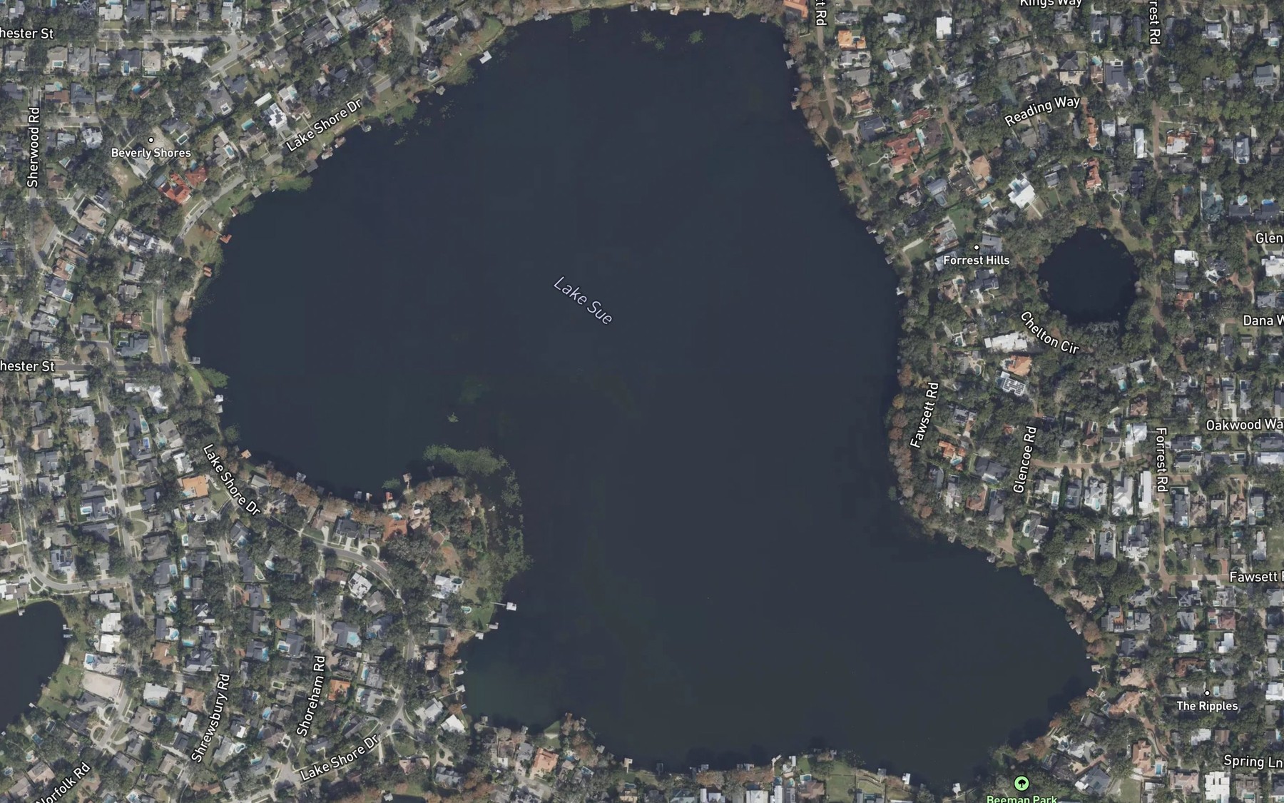 Satellite map of the Lake Sue