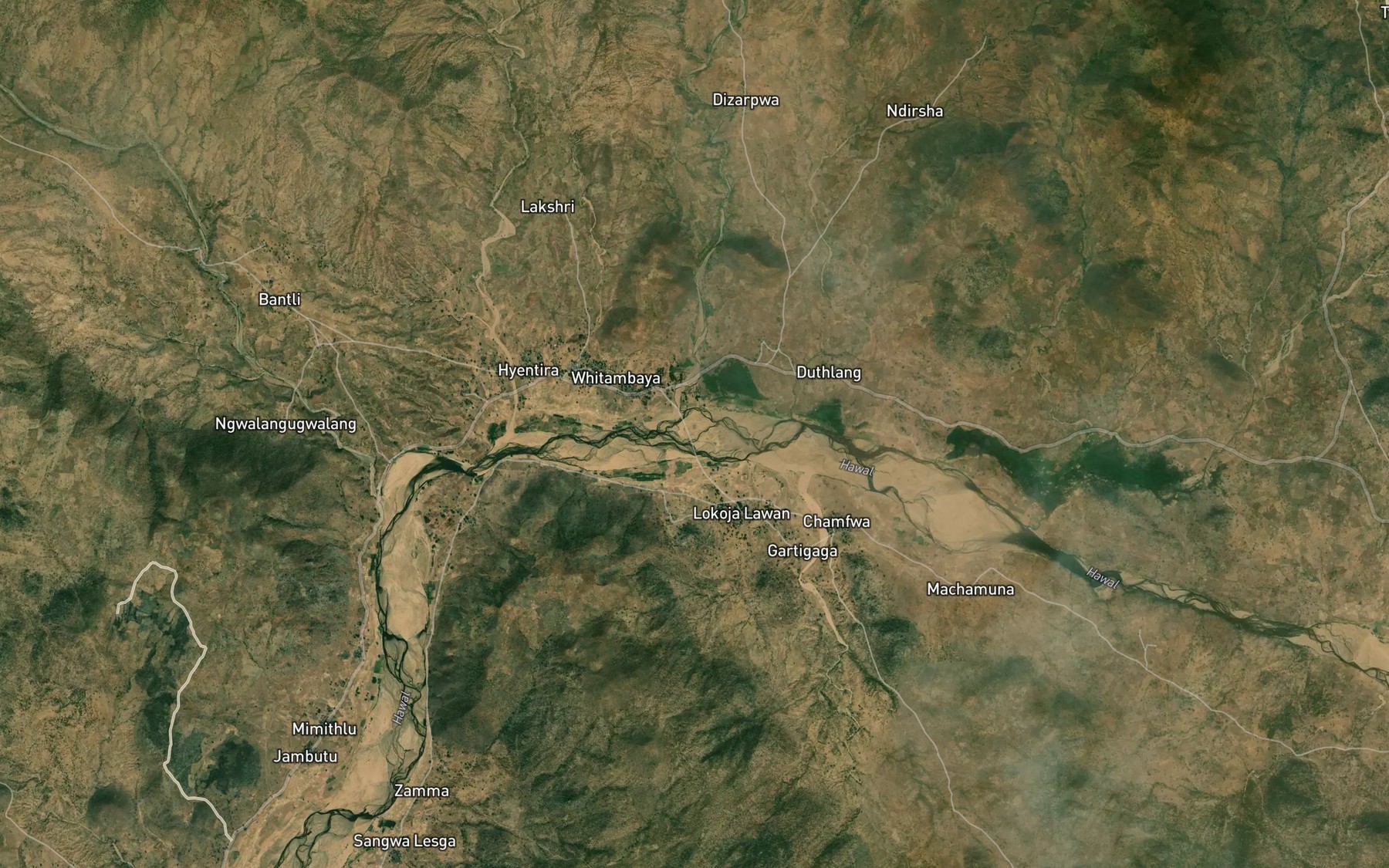Satellite map of the River Ndianga