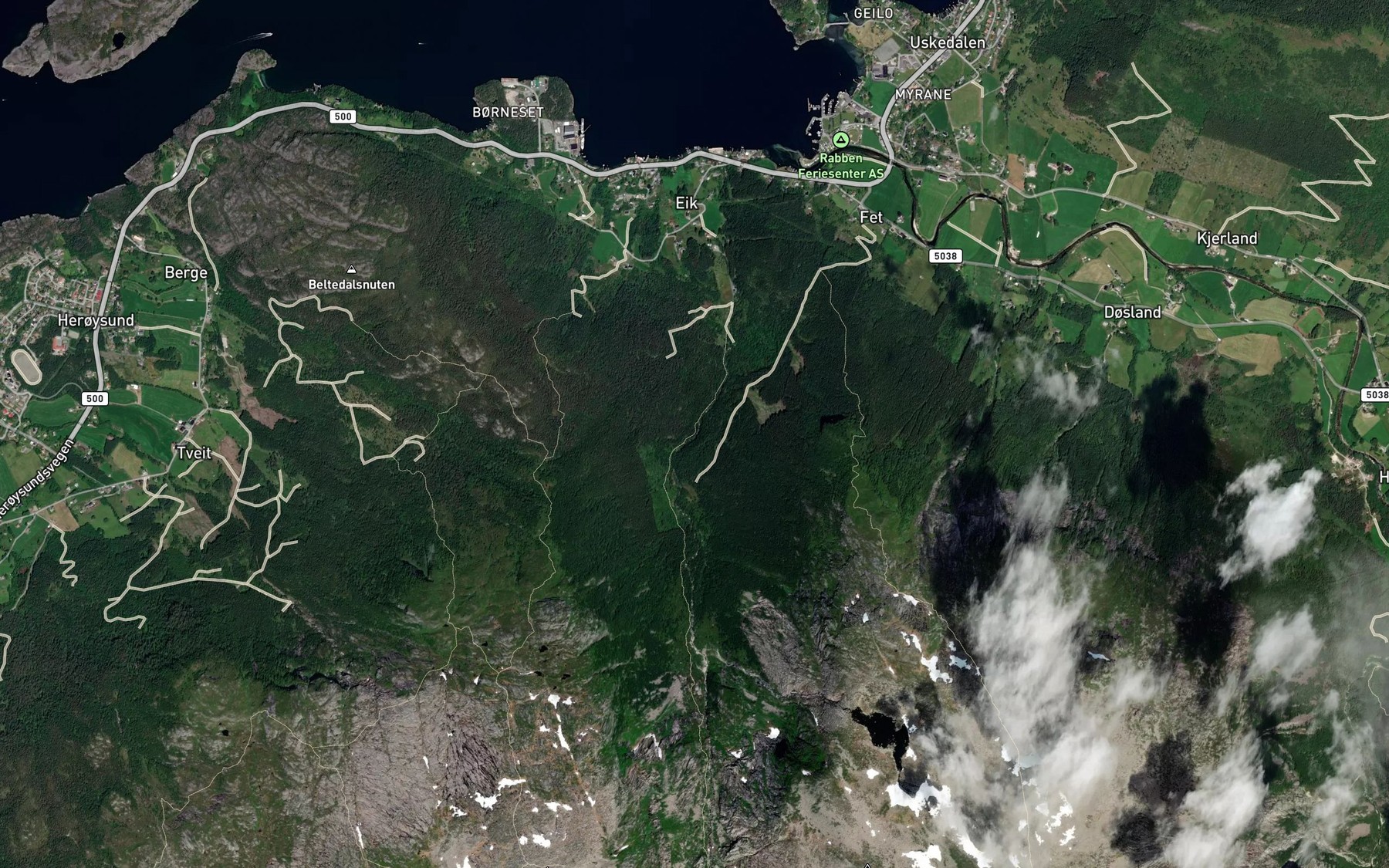 Satellite map of the Eikeelva