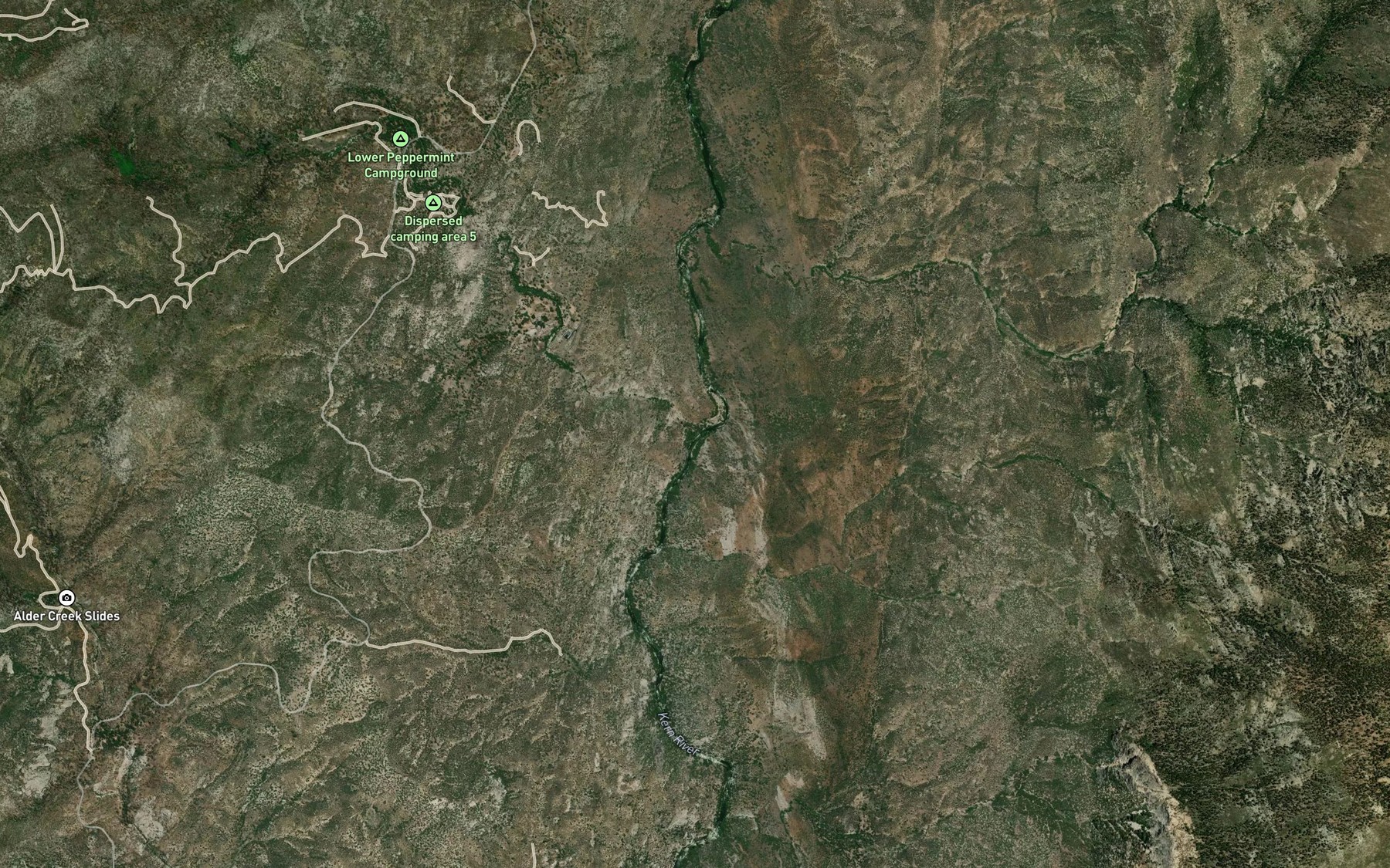 Satellite map of the Peppermint Creek