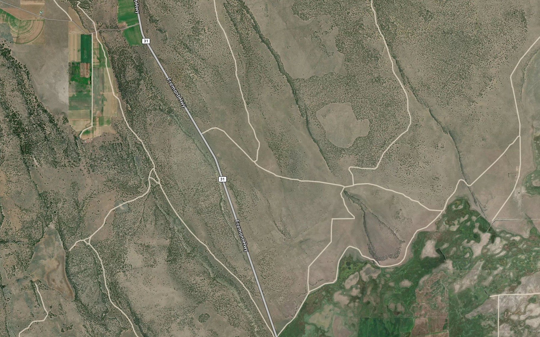Satellite map of the Crested Reservoir