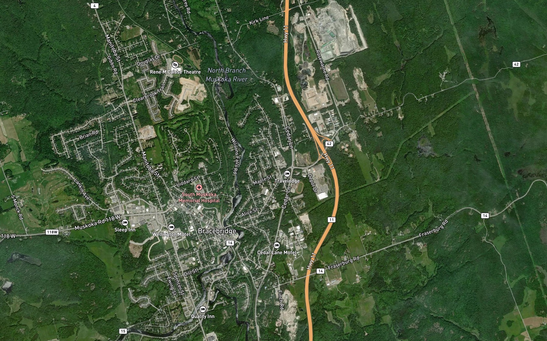 Satellite map of the Flynn Rapids
