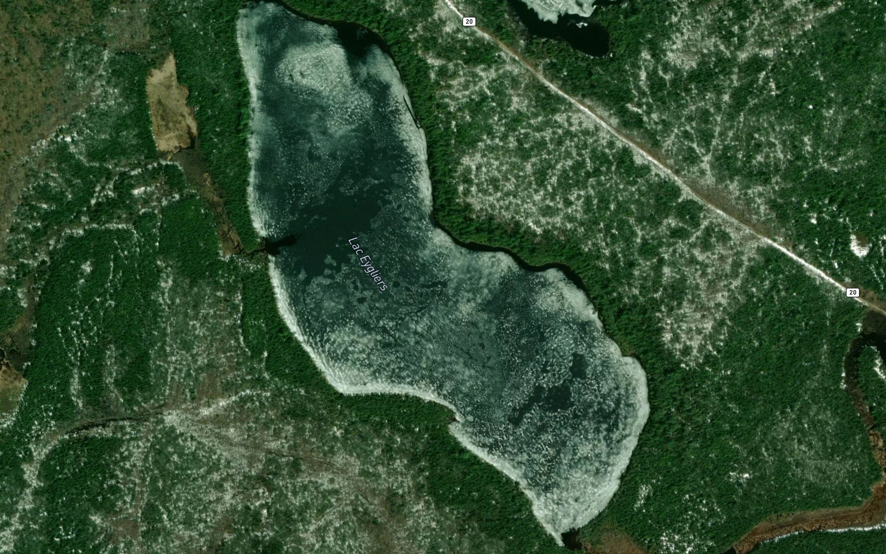 Satellite map of the Lac Eygliers