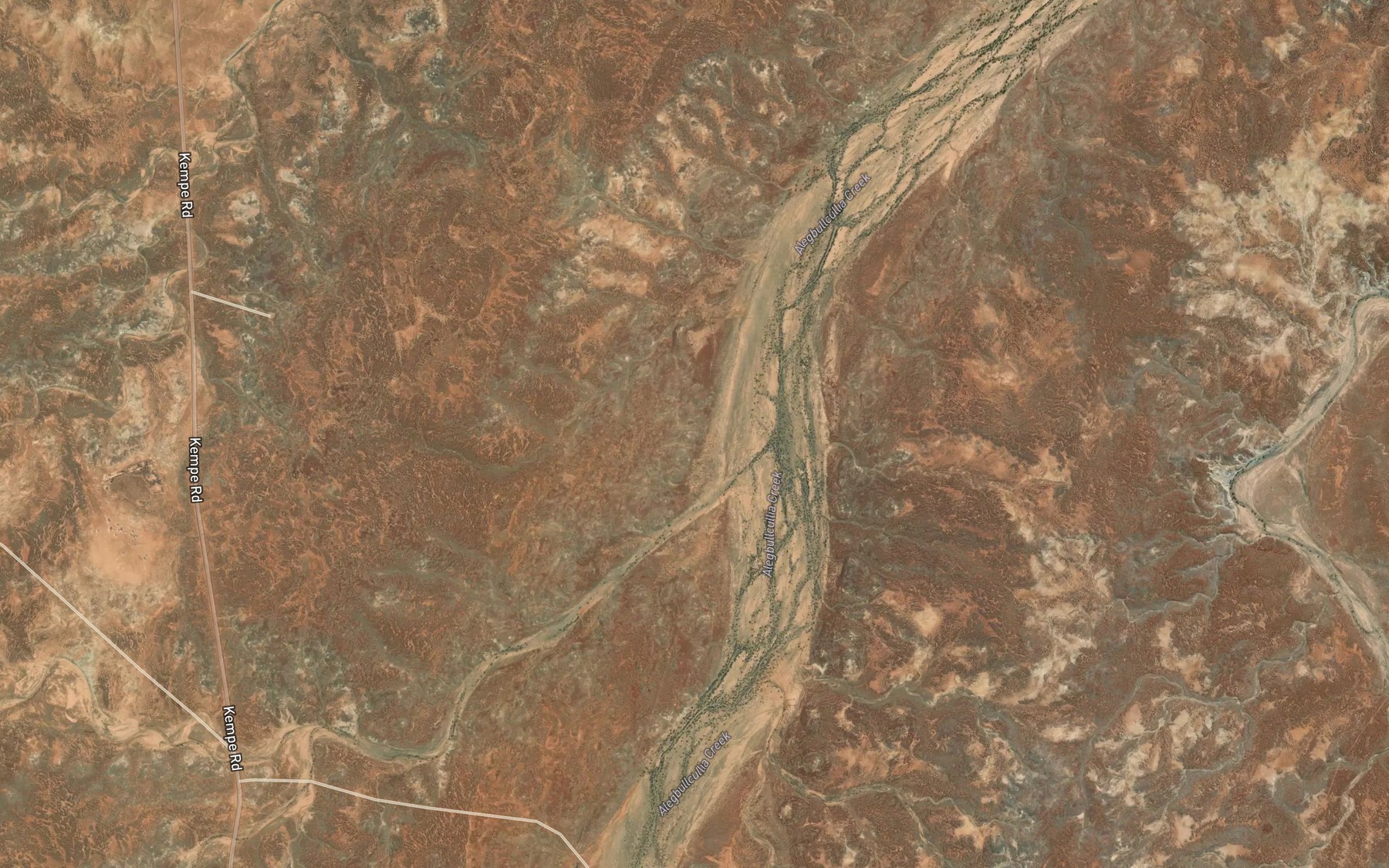 Satellite map of the Algebullcullia Creek