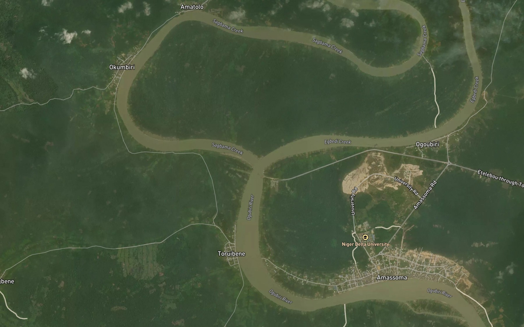 Satellite map of the Egbedi Creek