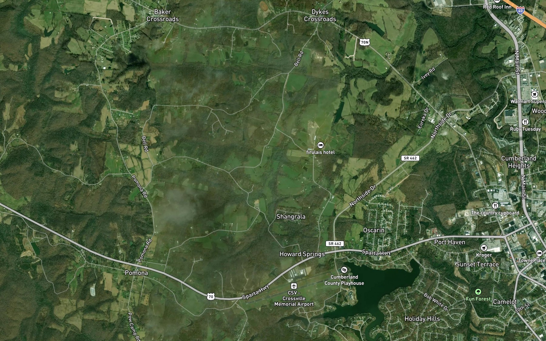 Satellite map of the Walker Branch