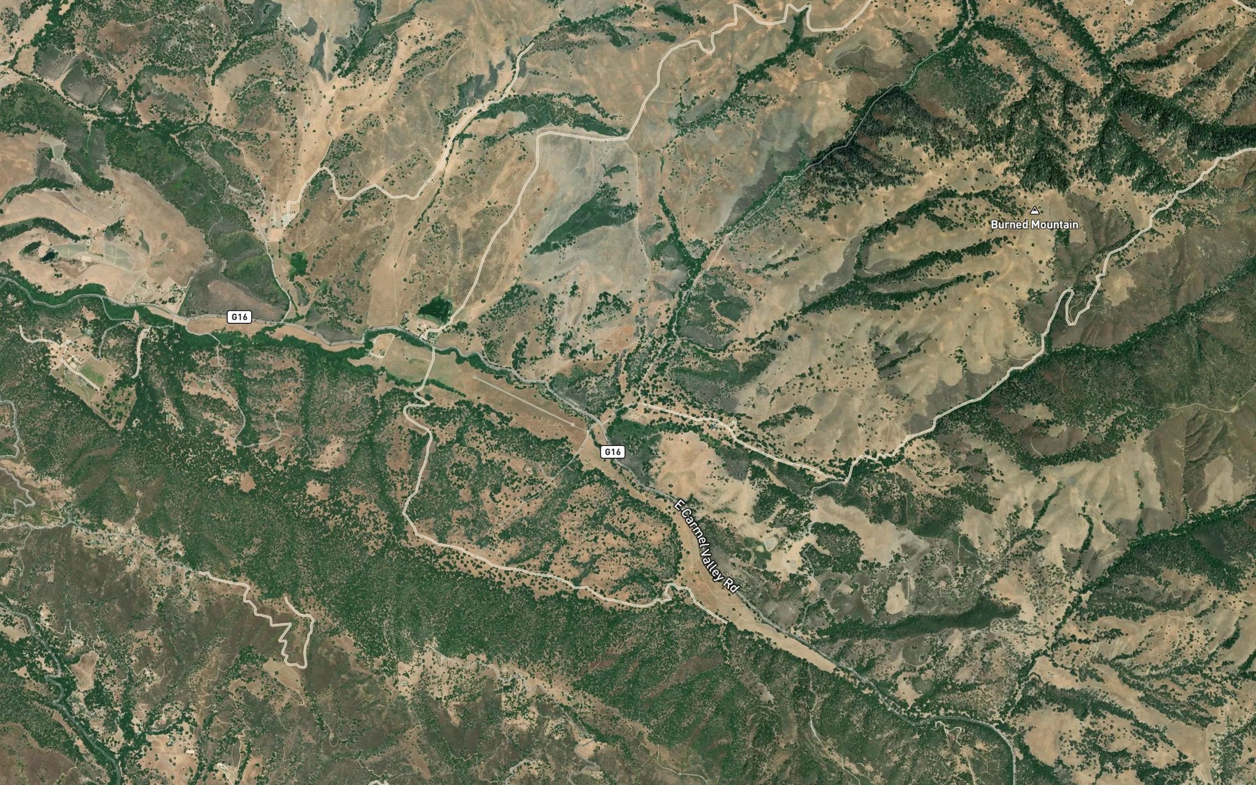Satellite map of the Agua Mala Creek