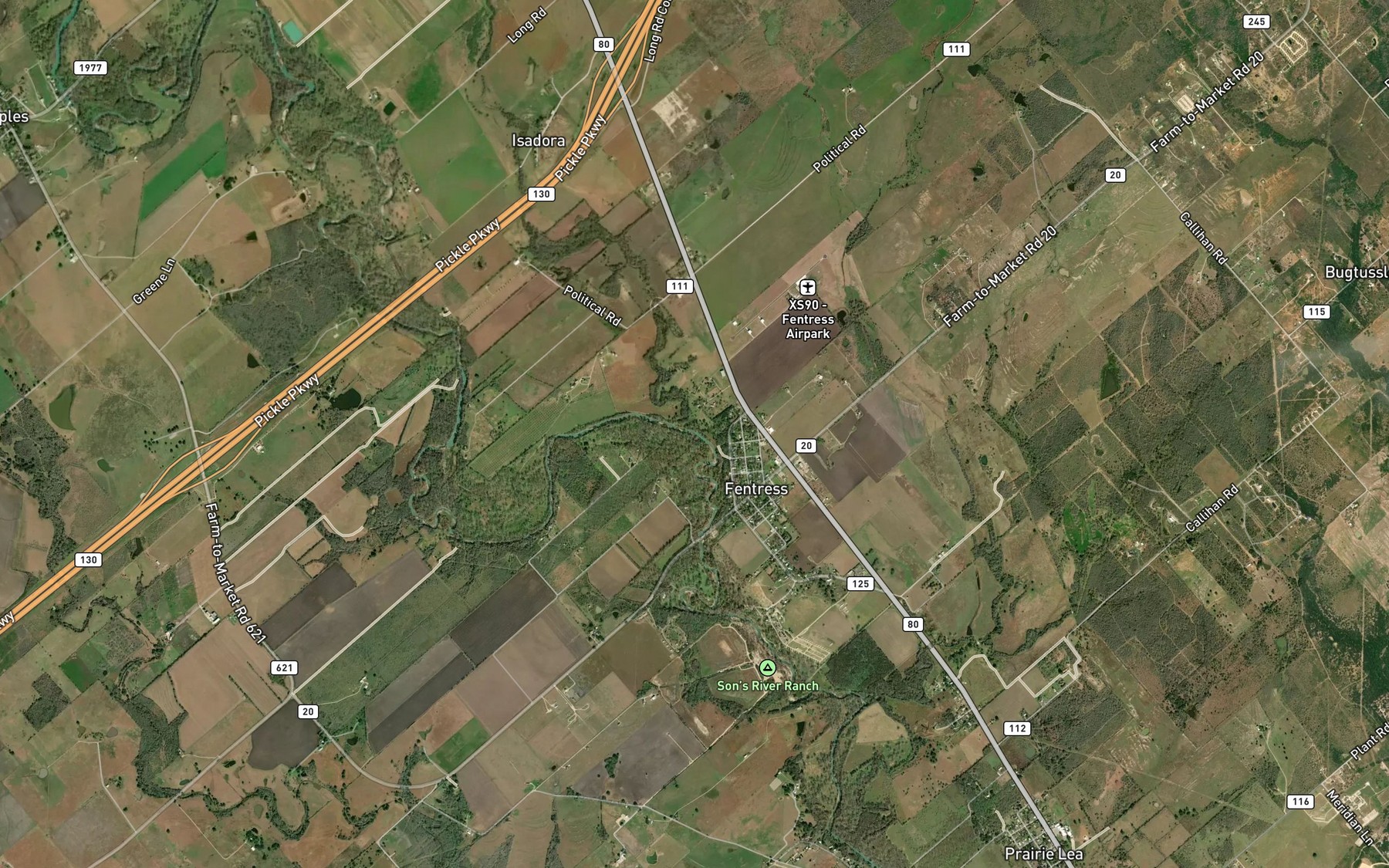 Satellite map of the Dickerson Creek
