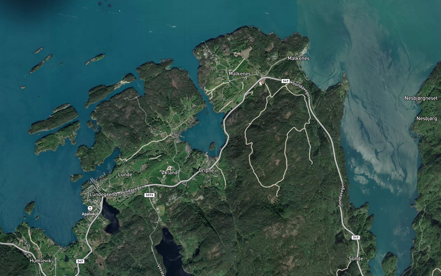Satellite map of the Slettavika