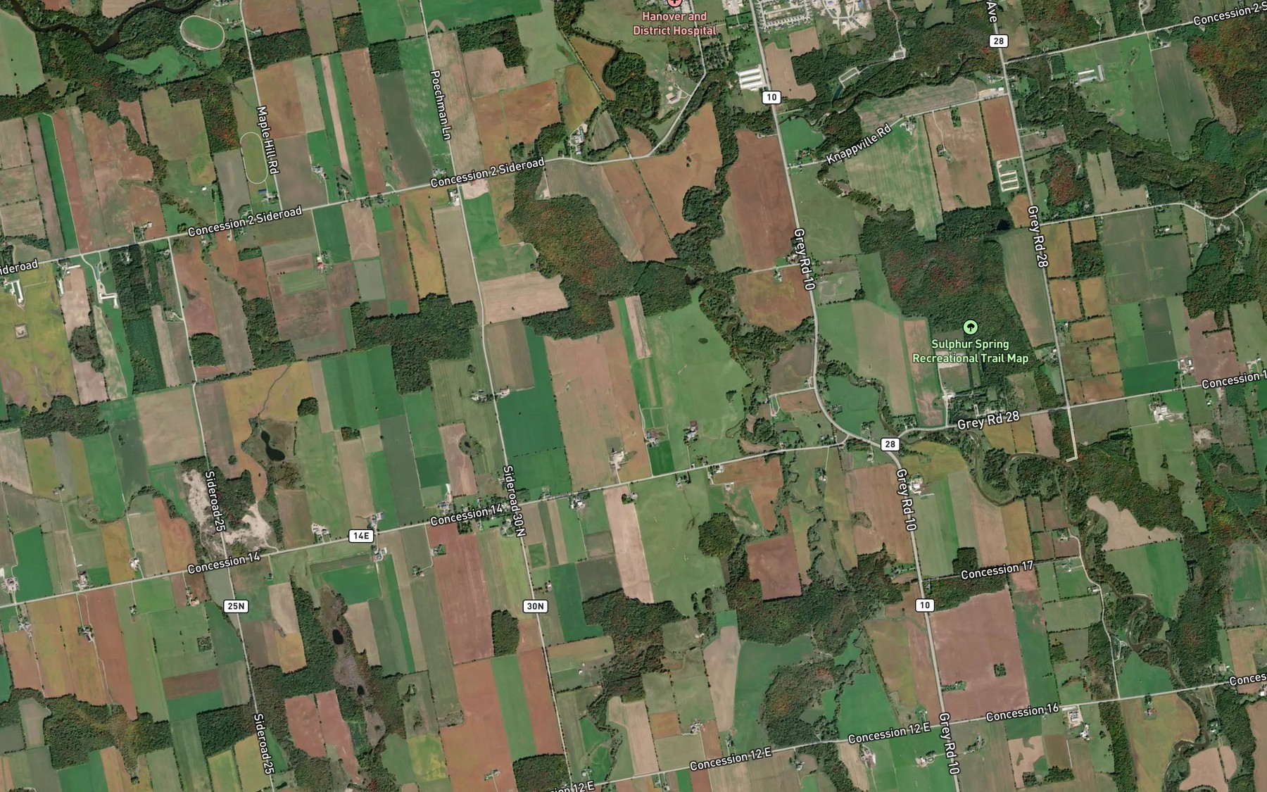 Satellite map of the Carrick Creek