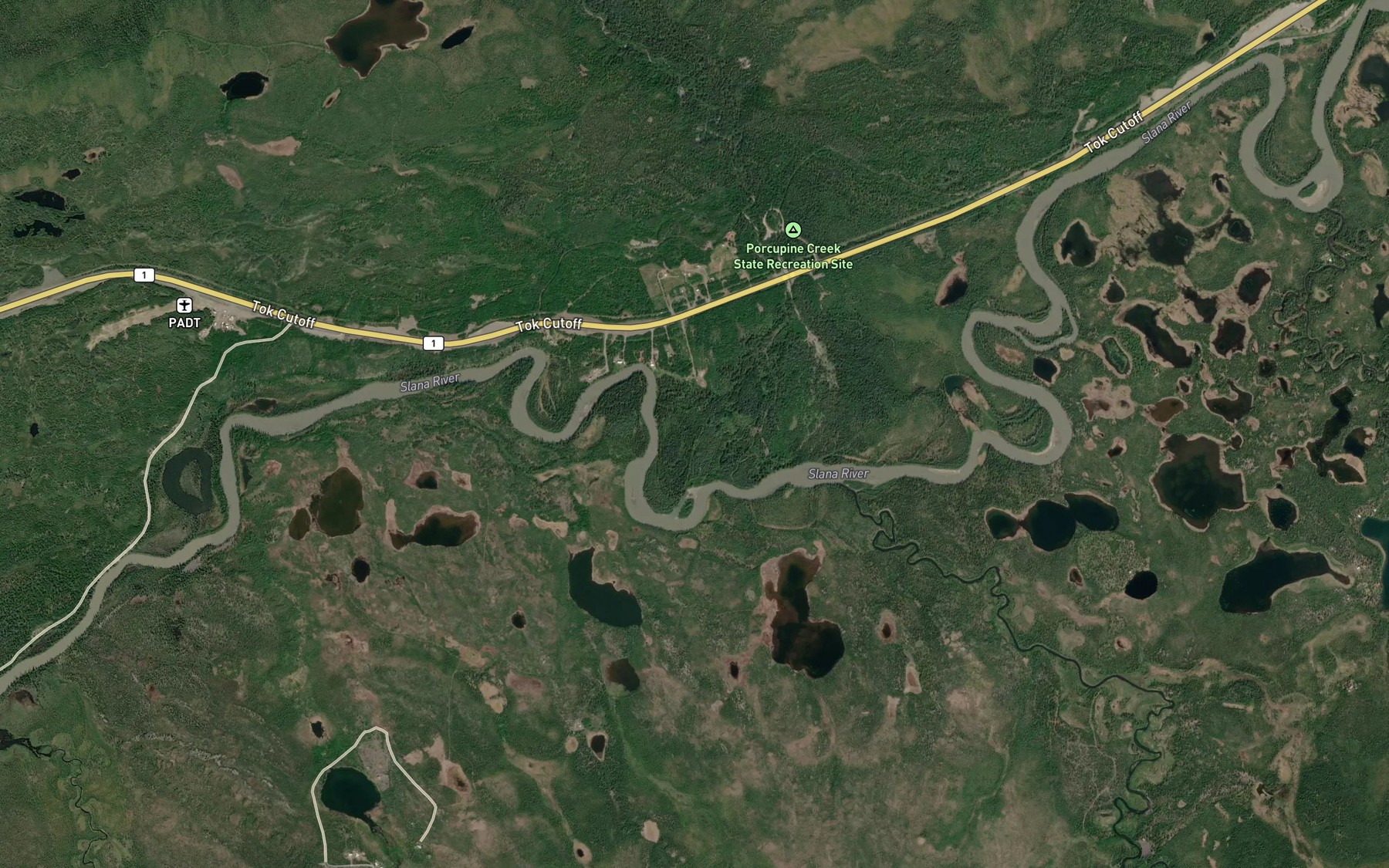 Satellite map of the Porcupine Creek