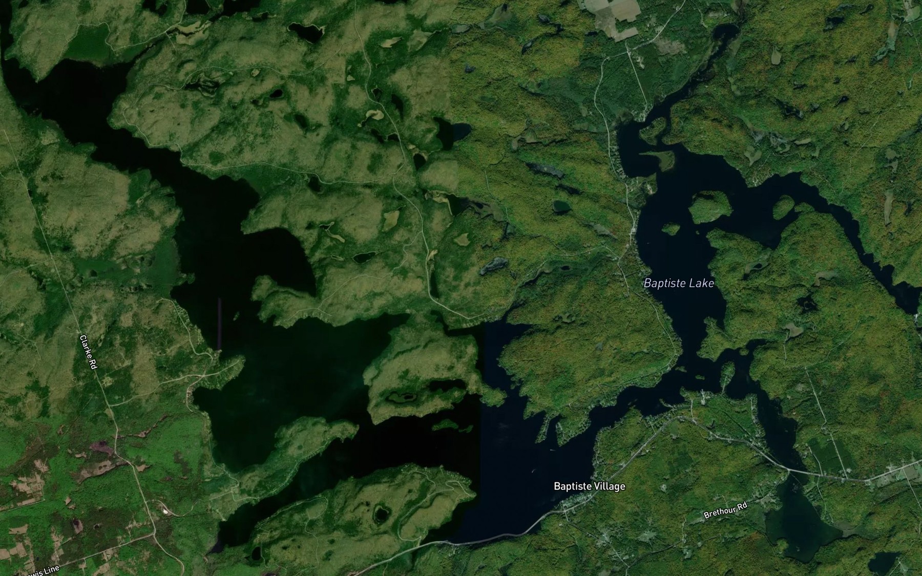 Satellite map of the Baptiste Lake