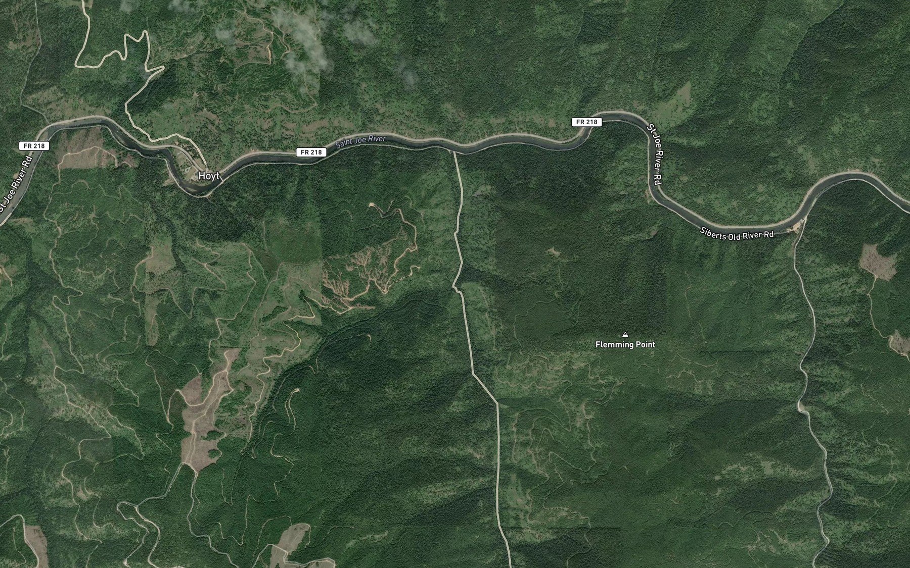 Satellite map of the Birthday Creek