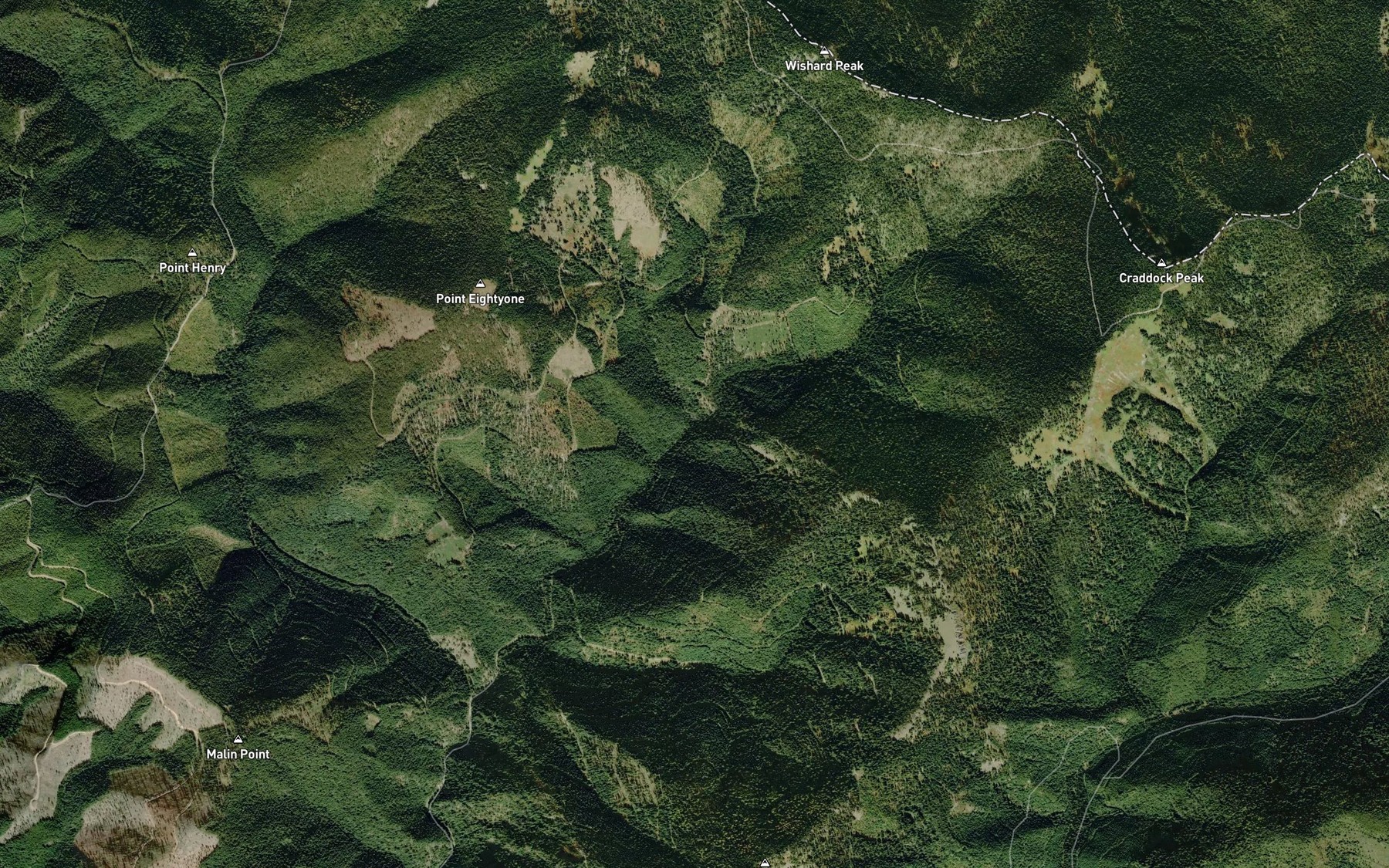 Satellite map of the Craddock Creek