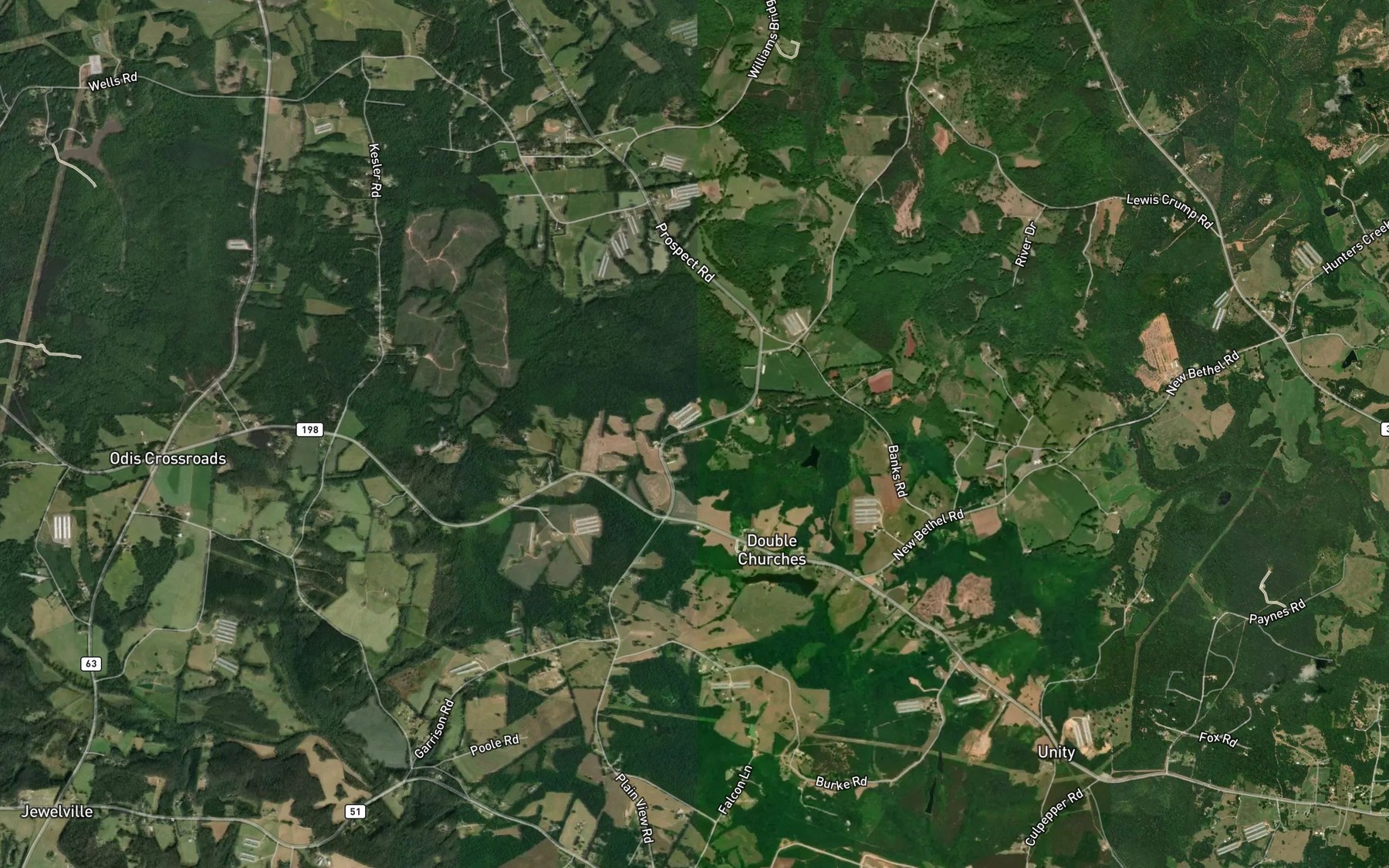 Satellite map of the Ayers Pond