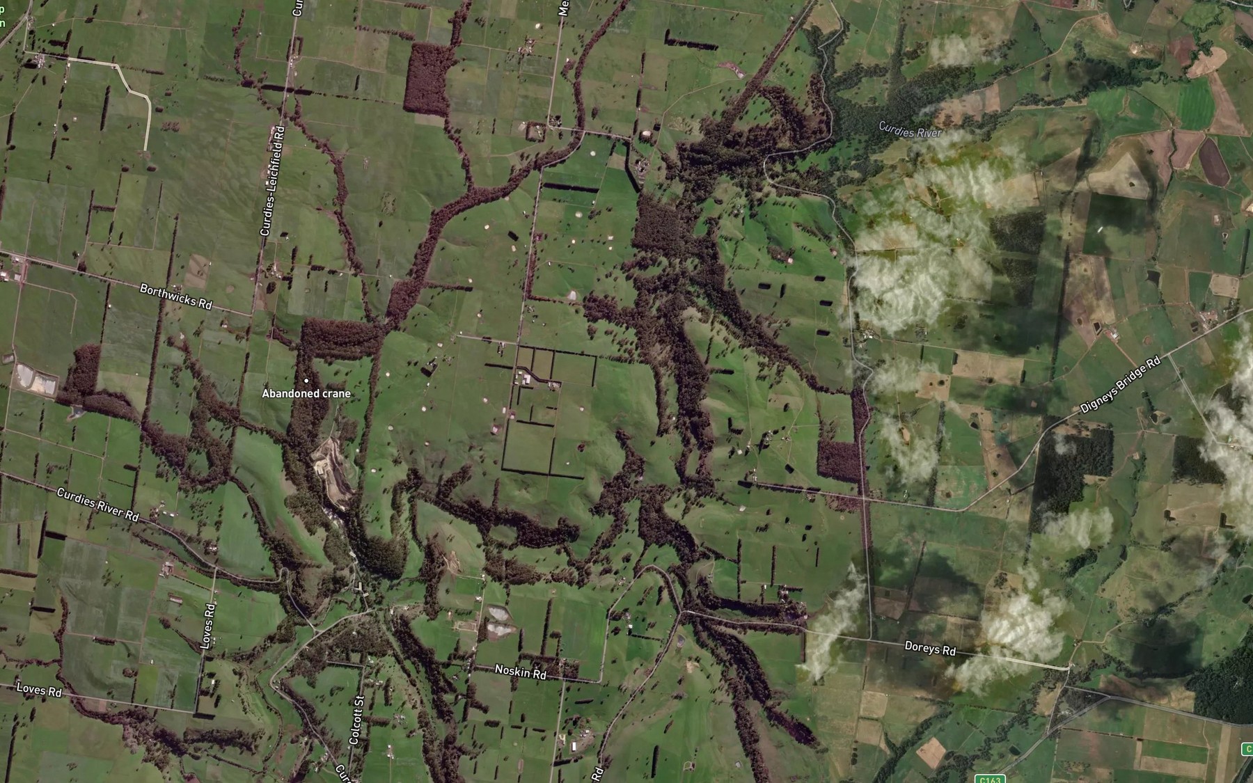 Satellite map of the Scotts Creek