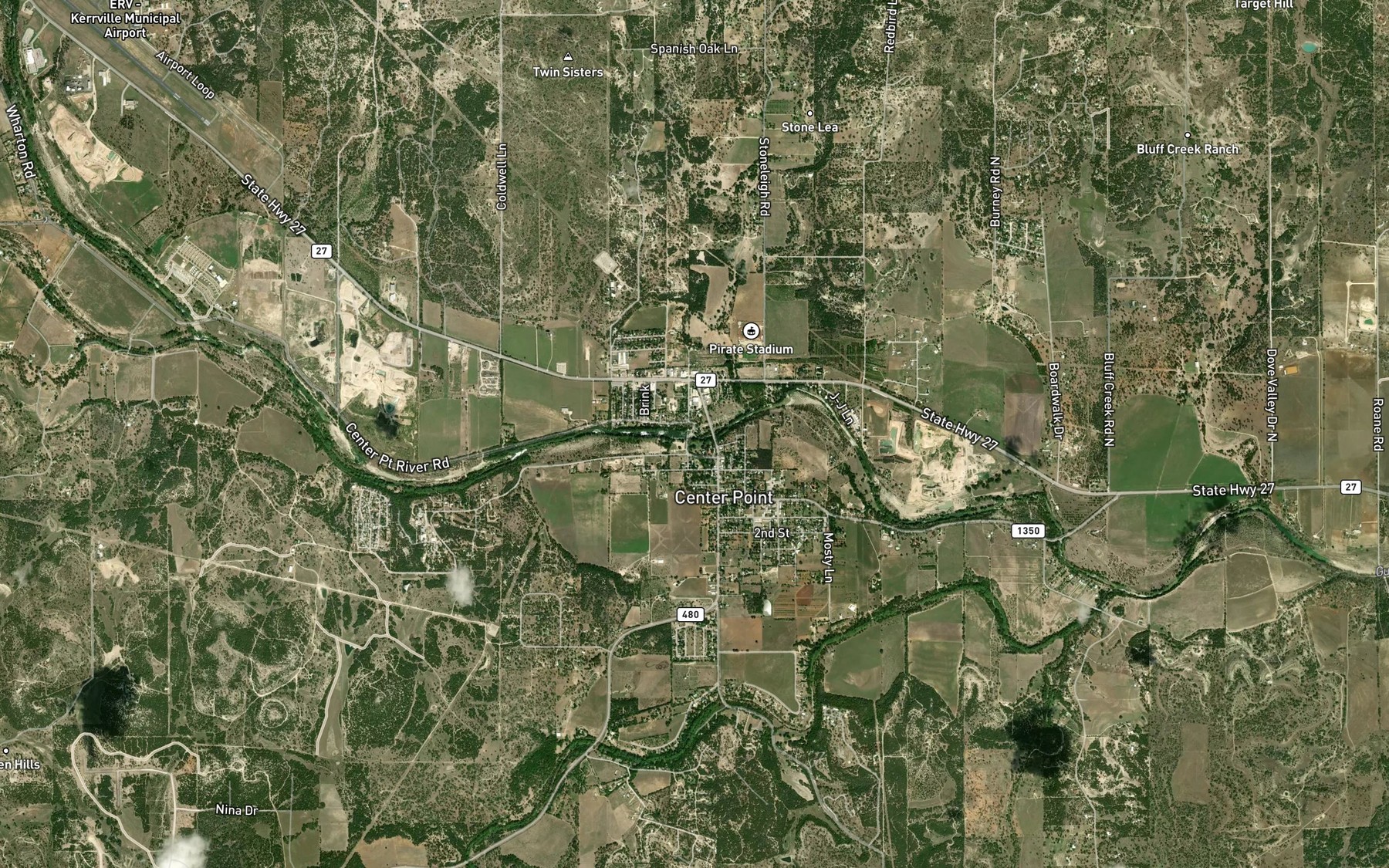 Satellite map of the Center Point Lake