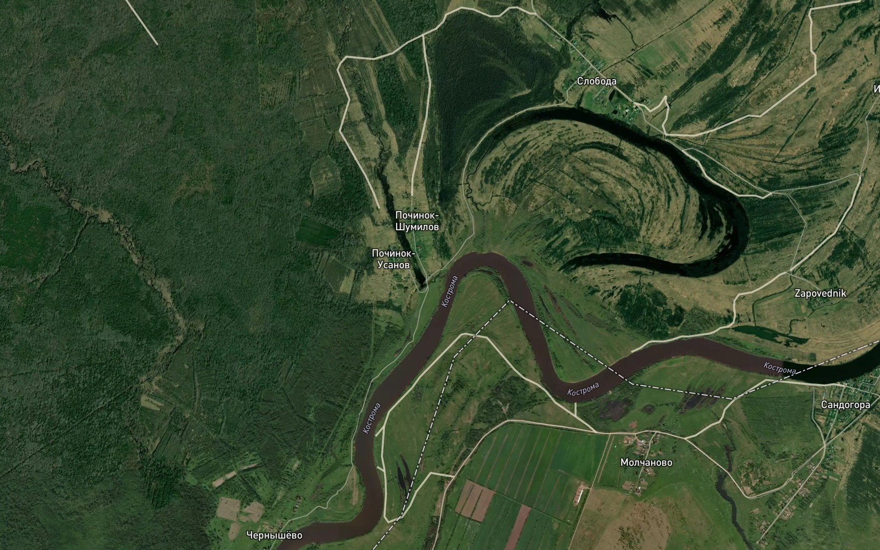 Satellite map of the Linda