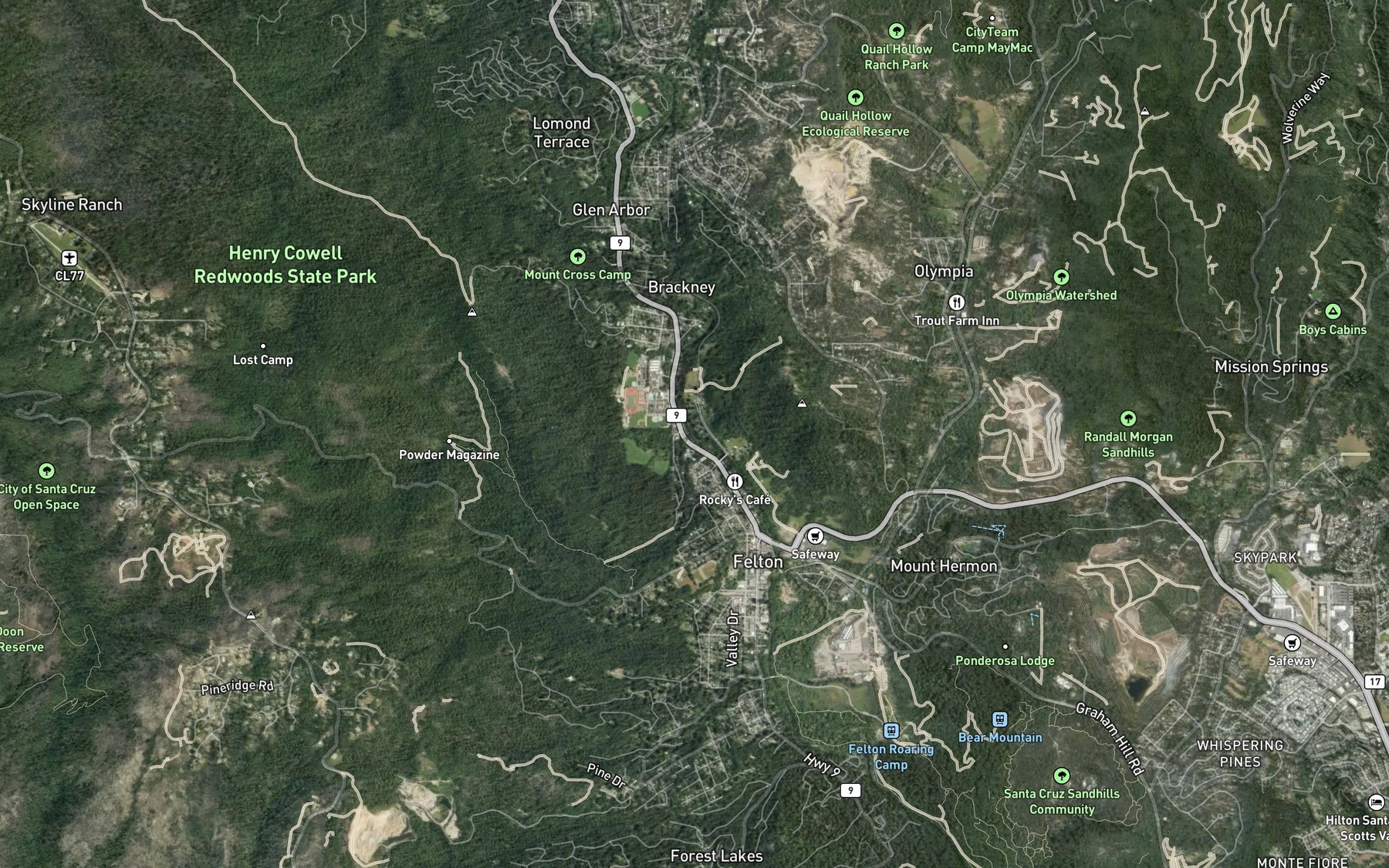 Satellite map of the Fall Creek