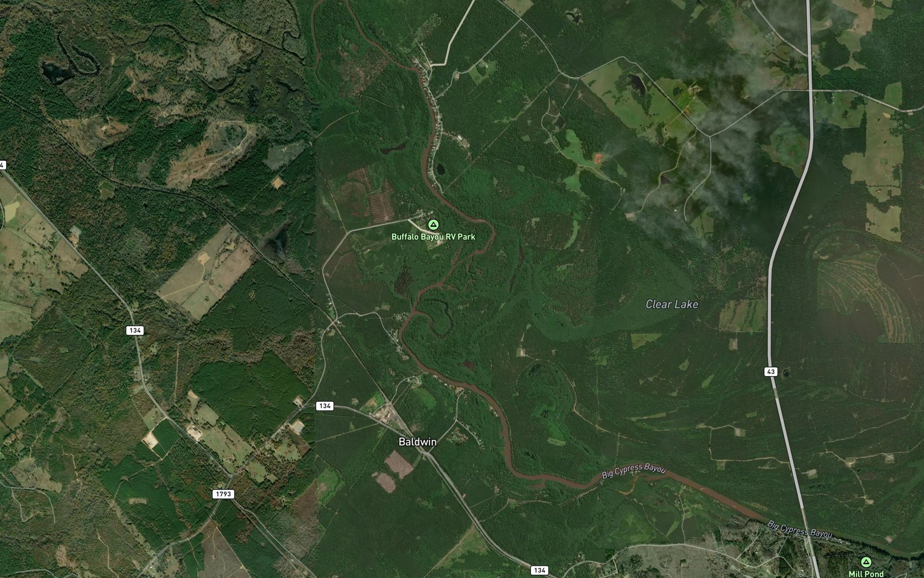 Satellite map of the Second Old River