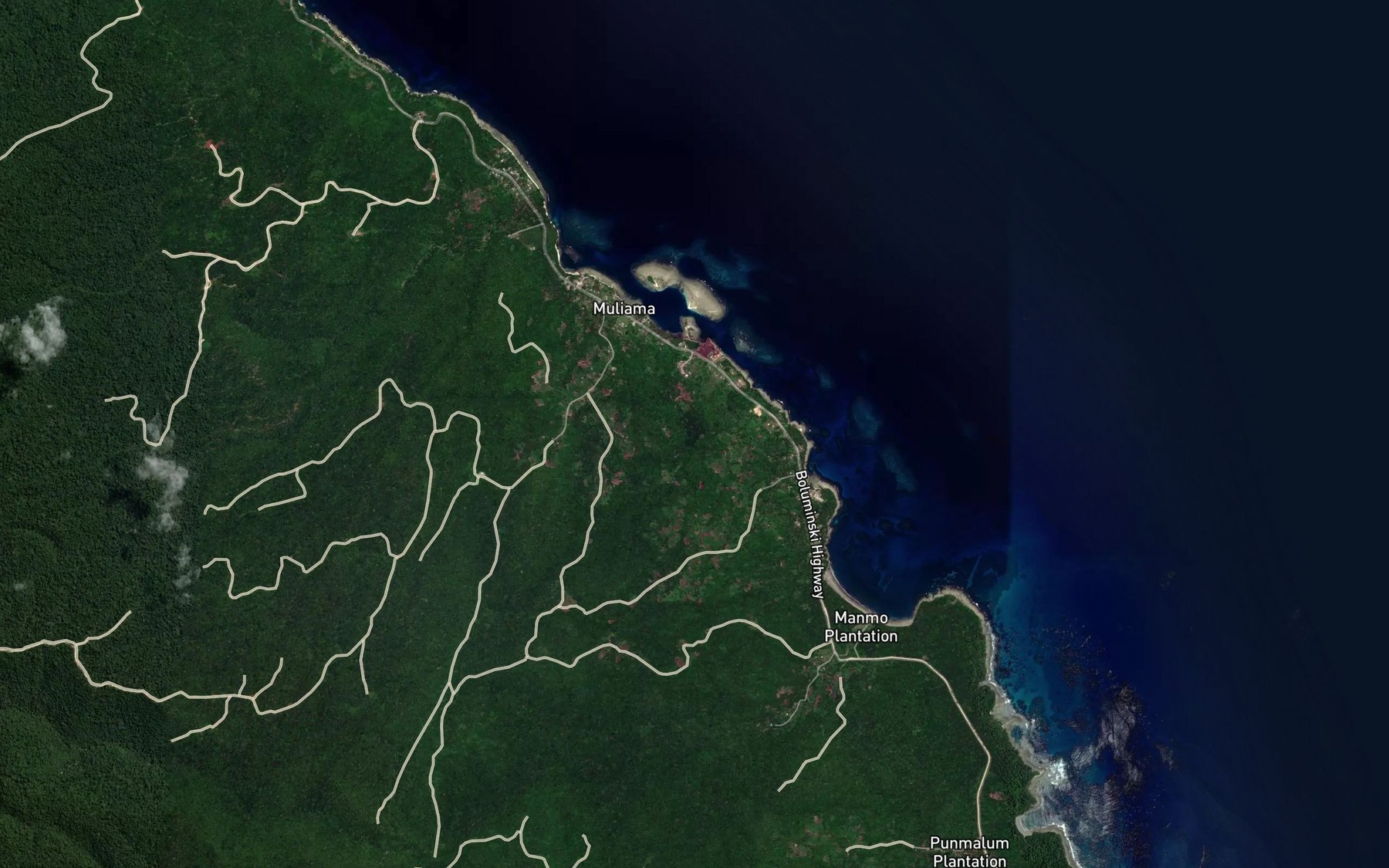 Satellite map of the Muliama Harbour