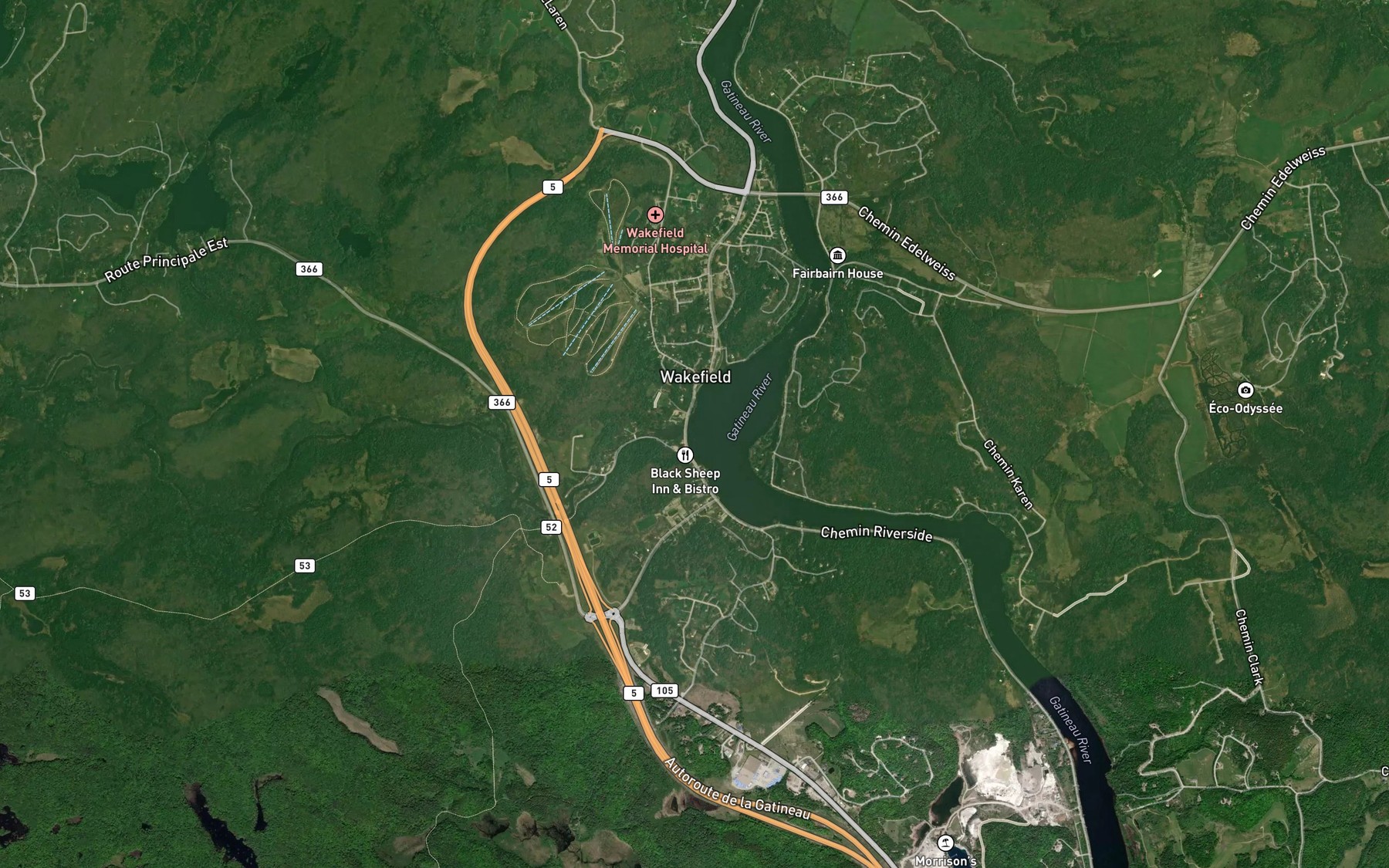 Satellite map of the Riviere la Peche