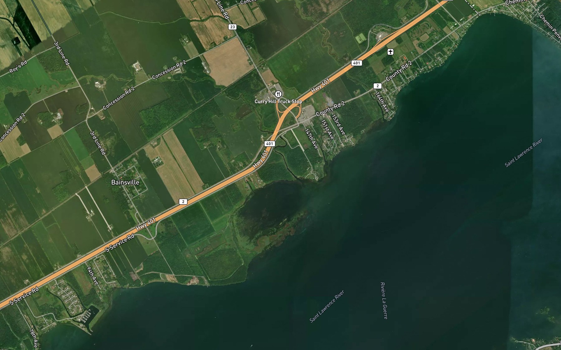 Satellite map of the Sutherland Creek