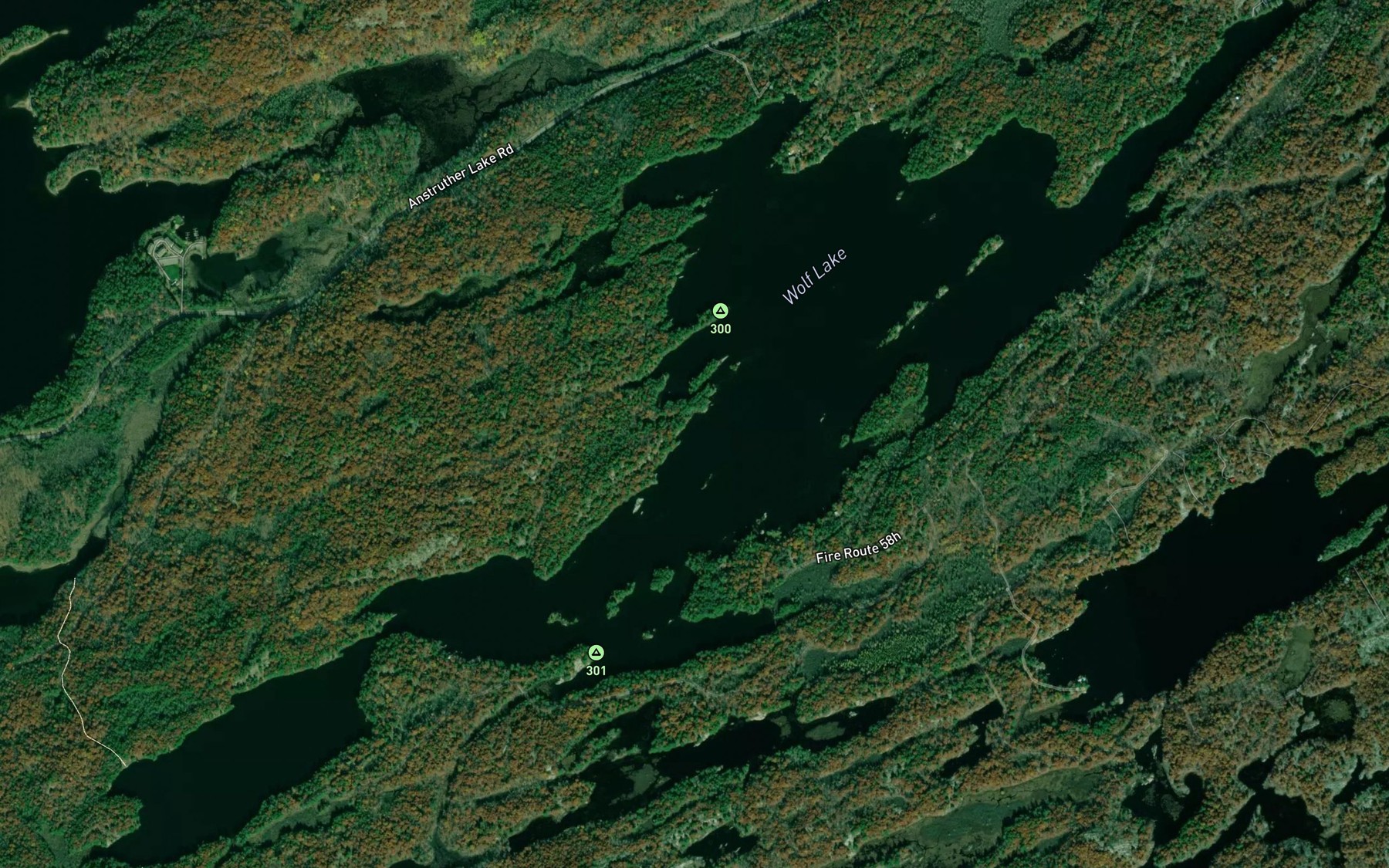 Satellite map of the Wolf Lake