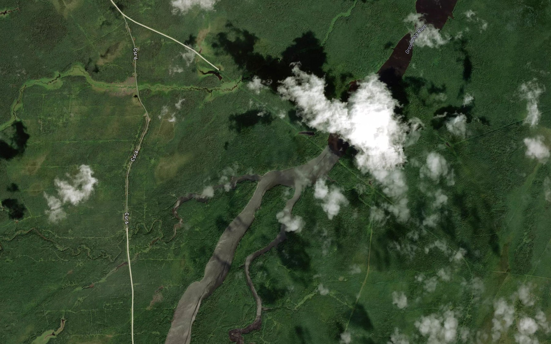 Satellite map of the Slack Creek