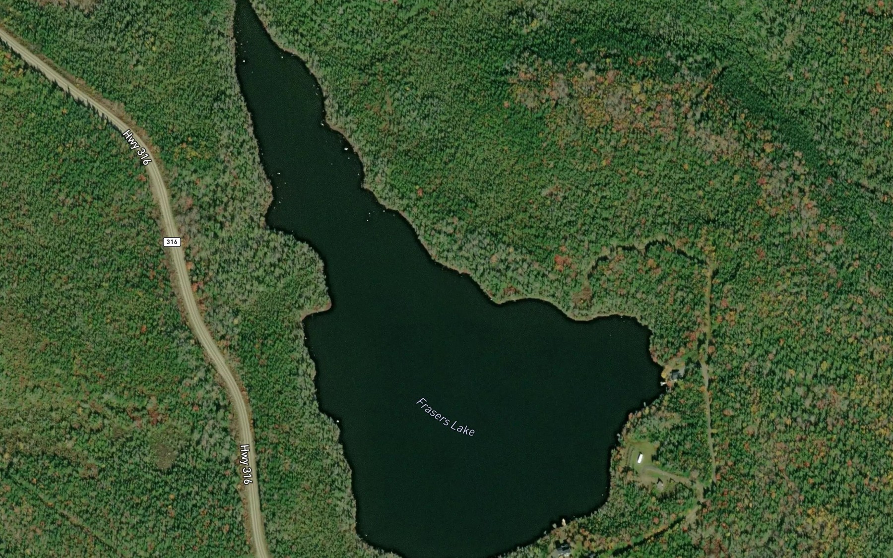 Satellite map of the Frasers Lake