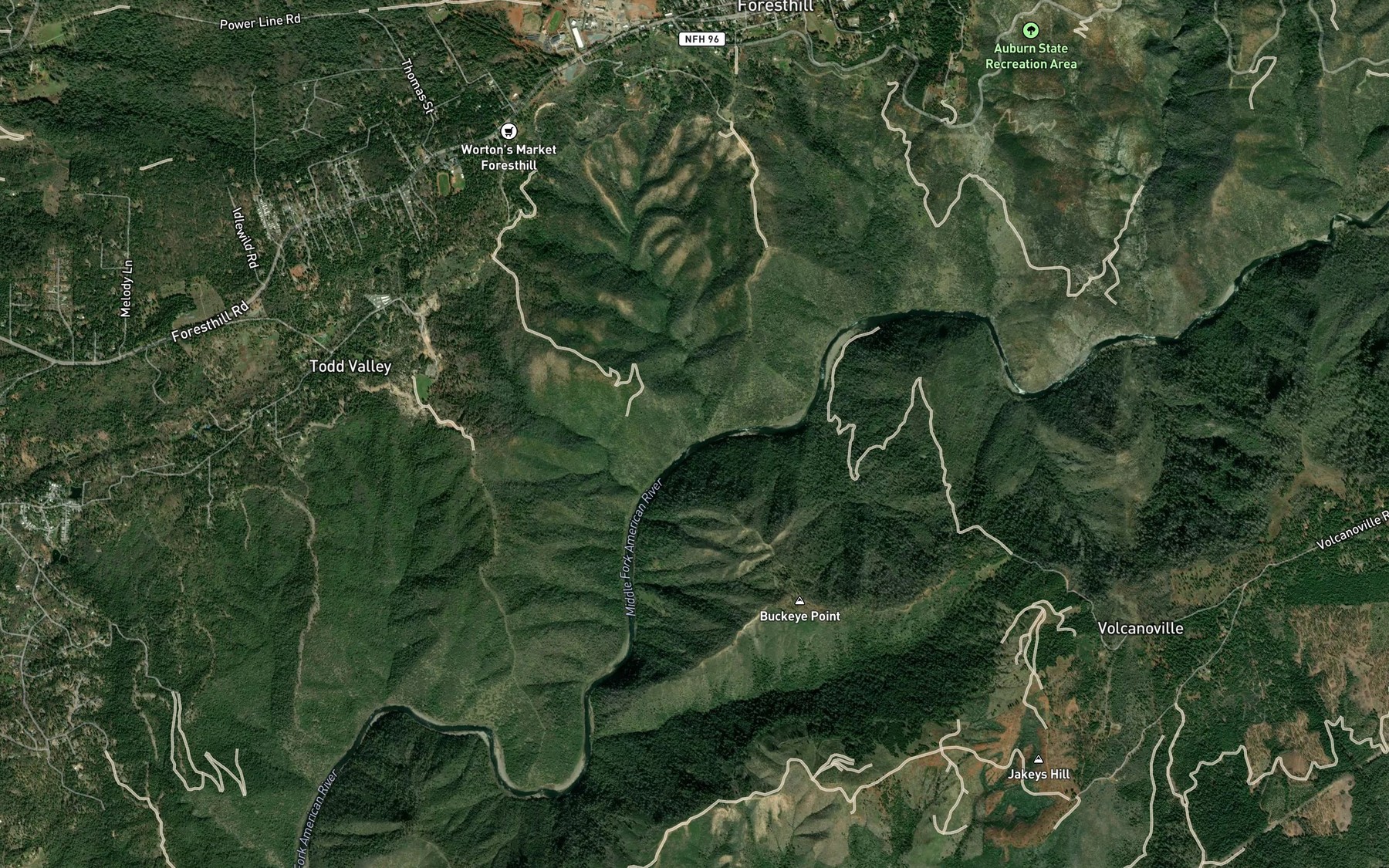 Satellite map of the Dardanelles Creek