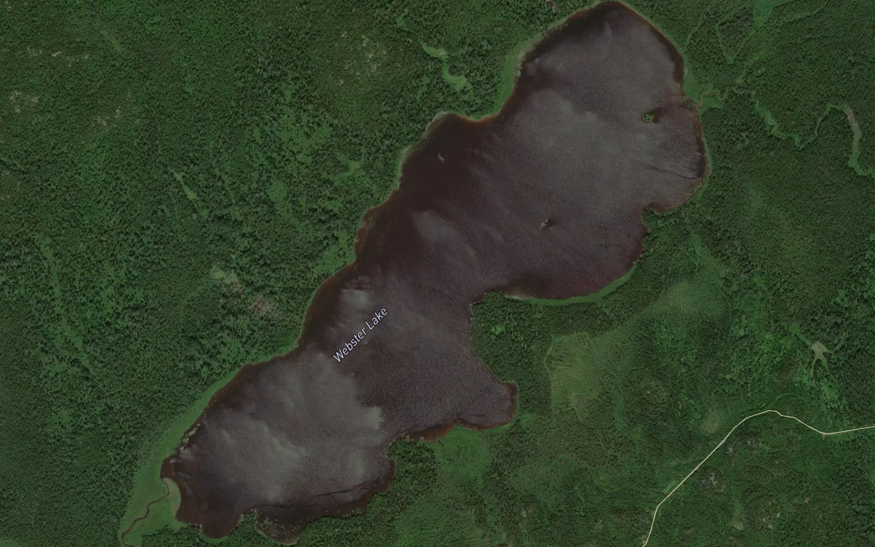 Satellite map of the Webster Lake