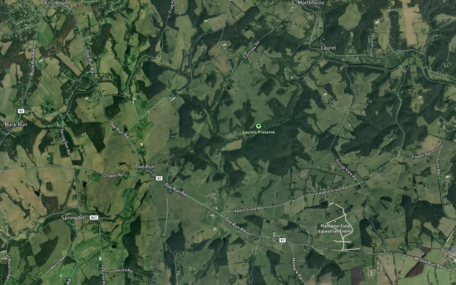 Satellite map of the Doe Run