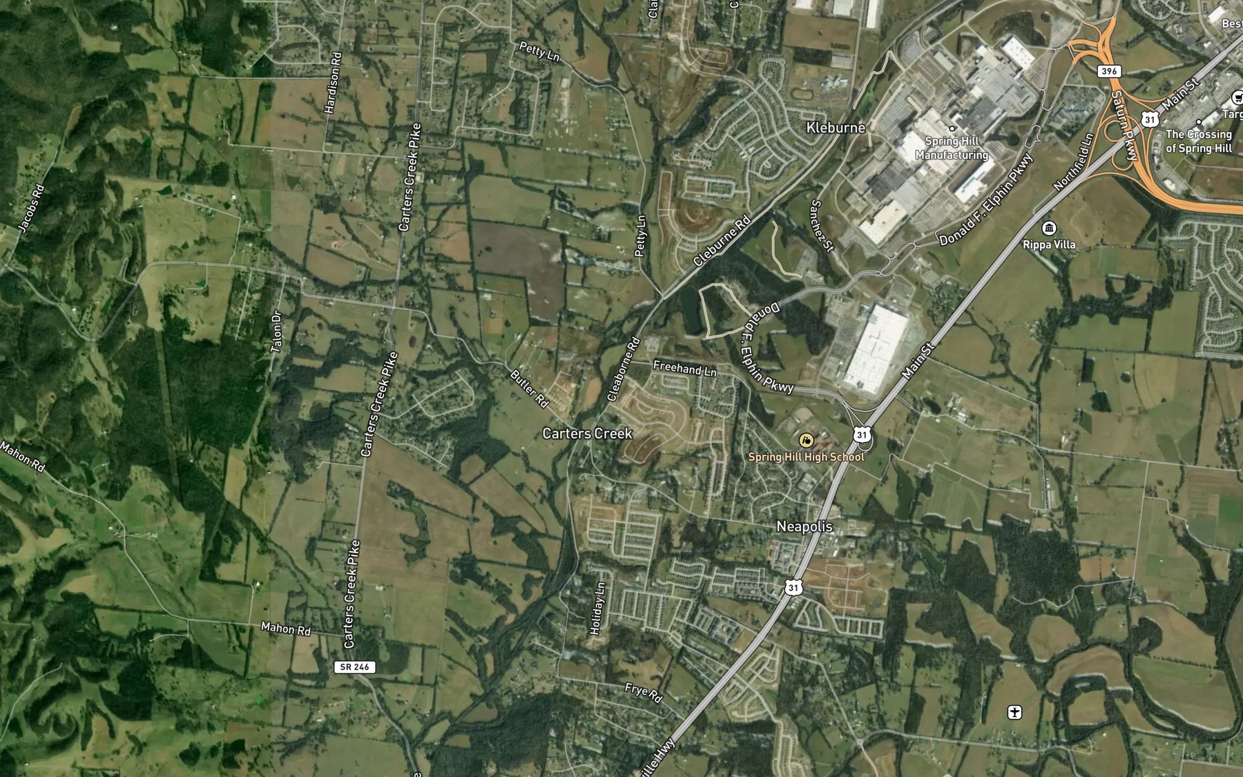 Satellite map of the Quarry Lake