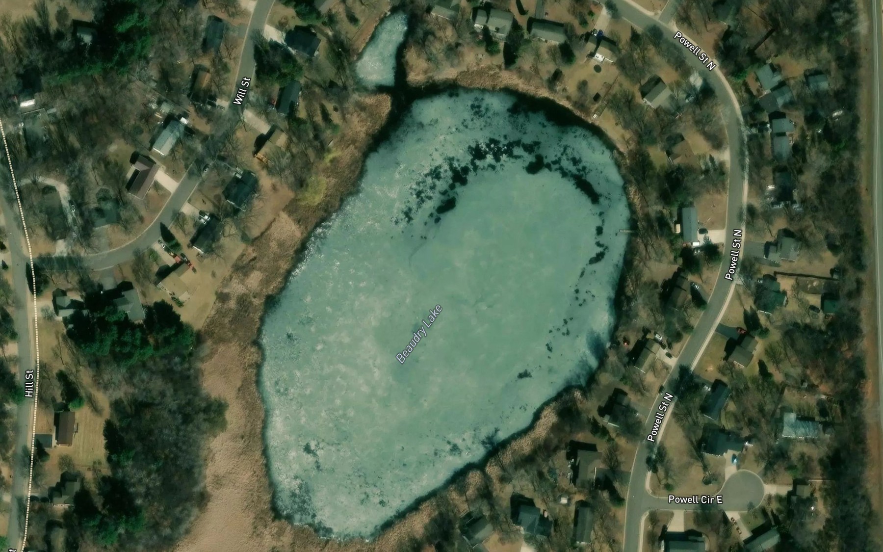 Satellite map of the Beaudry Lake