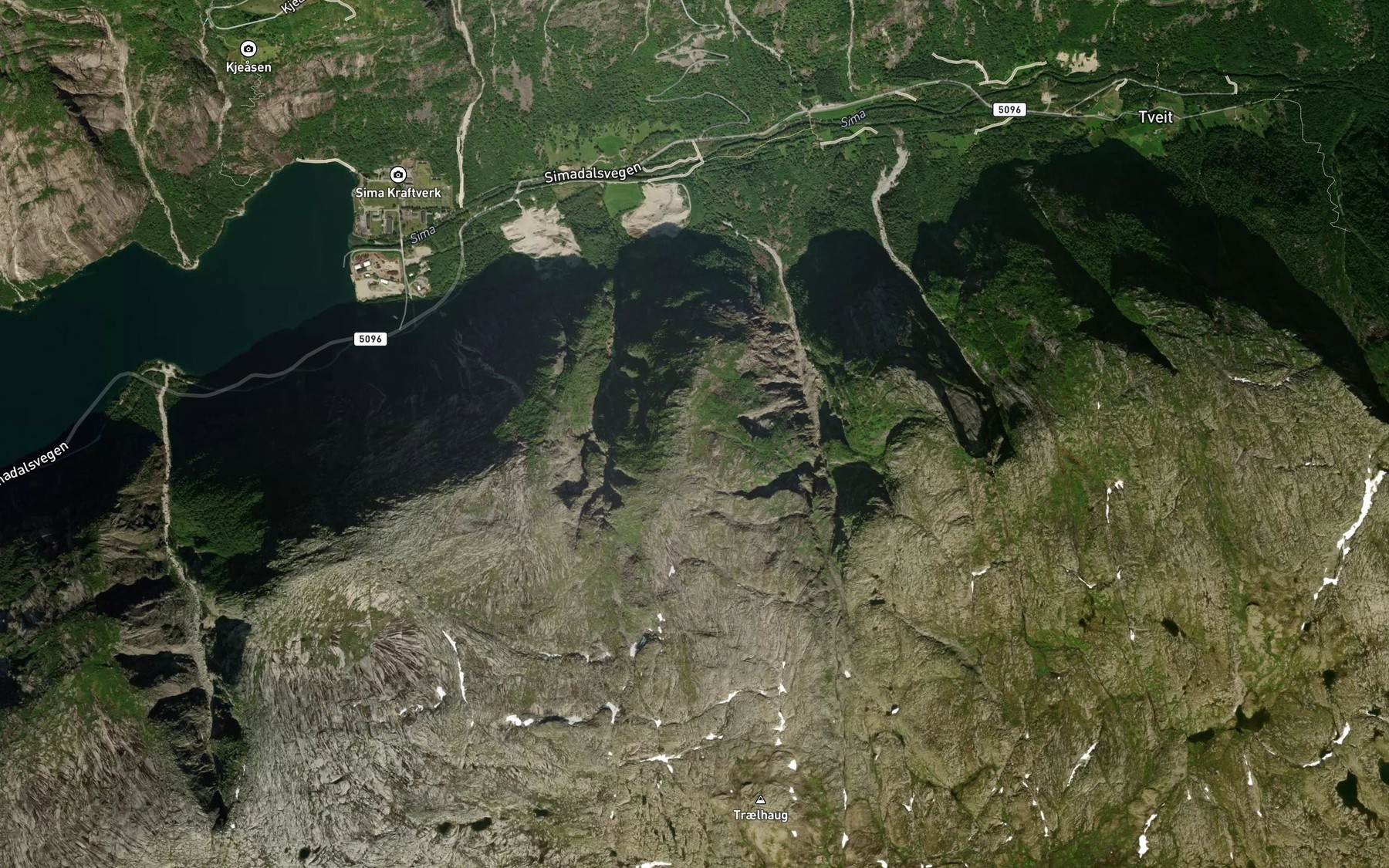 Satellite map of the Skytjefossen