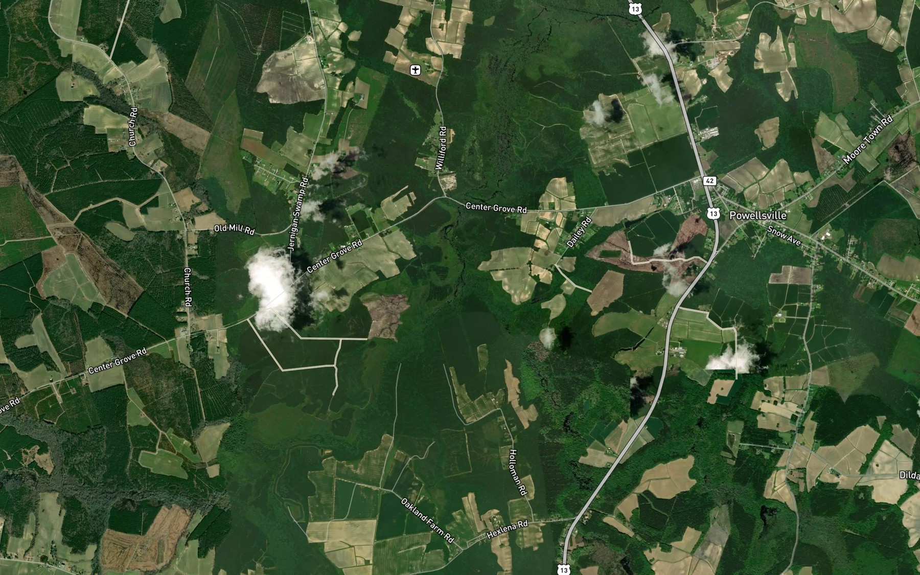 Satellite map of the Loosing Swamp