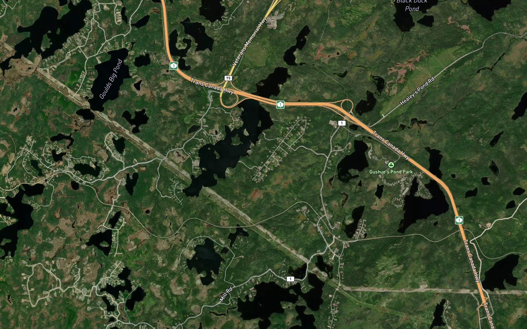 Satellite map of the Colliers Big Pond