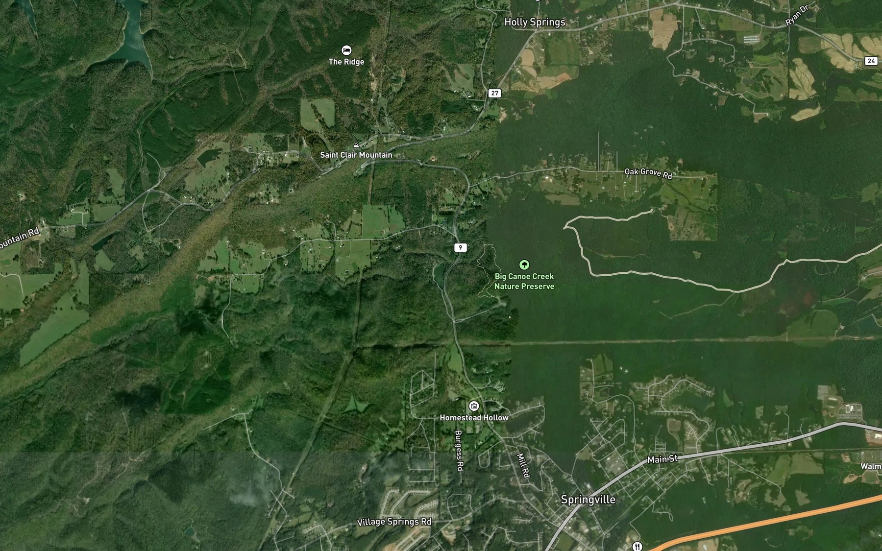 Satellite map of the Canoe Lake