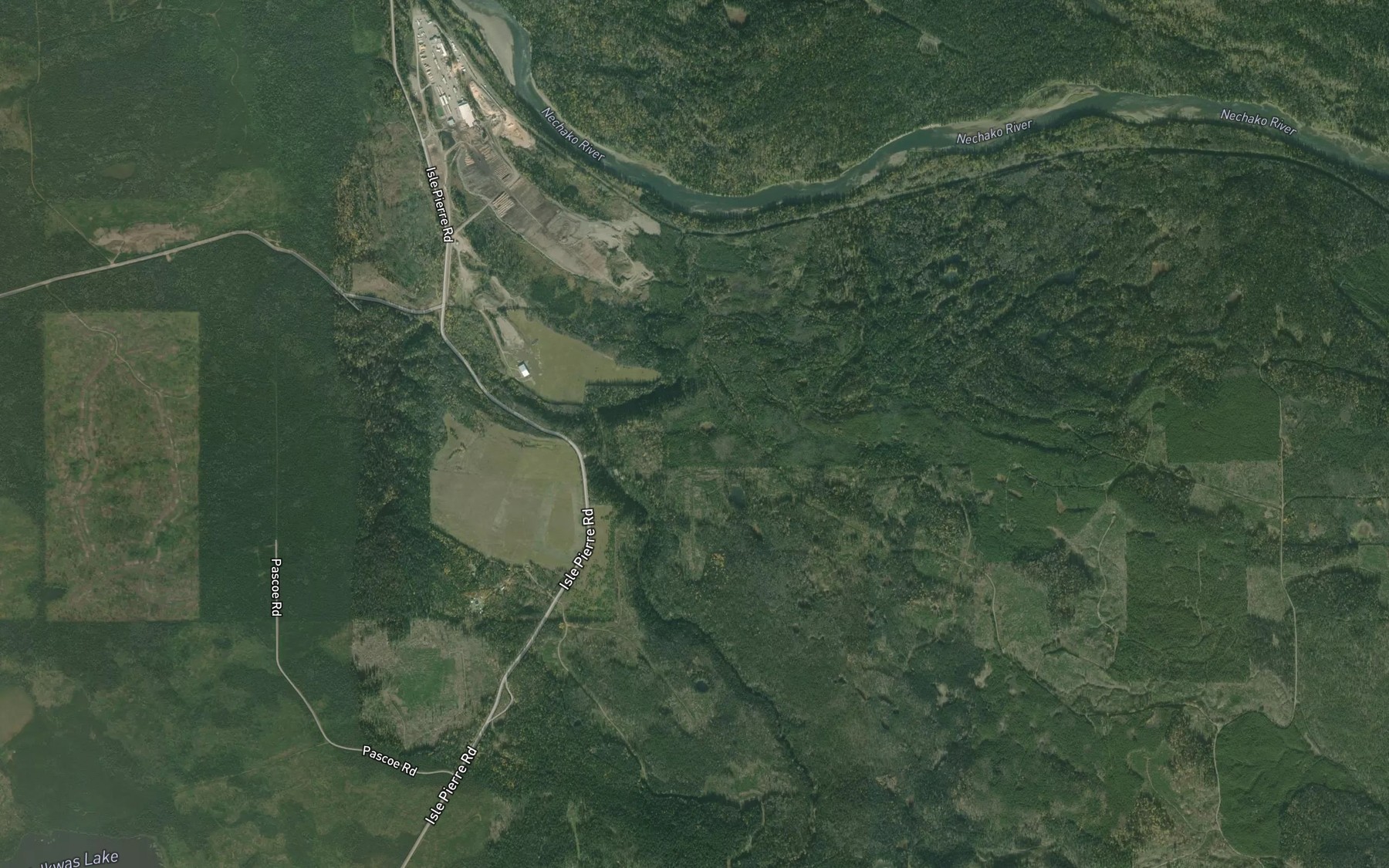 Satellite map of the Zelkwas Creek